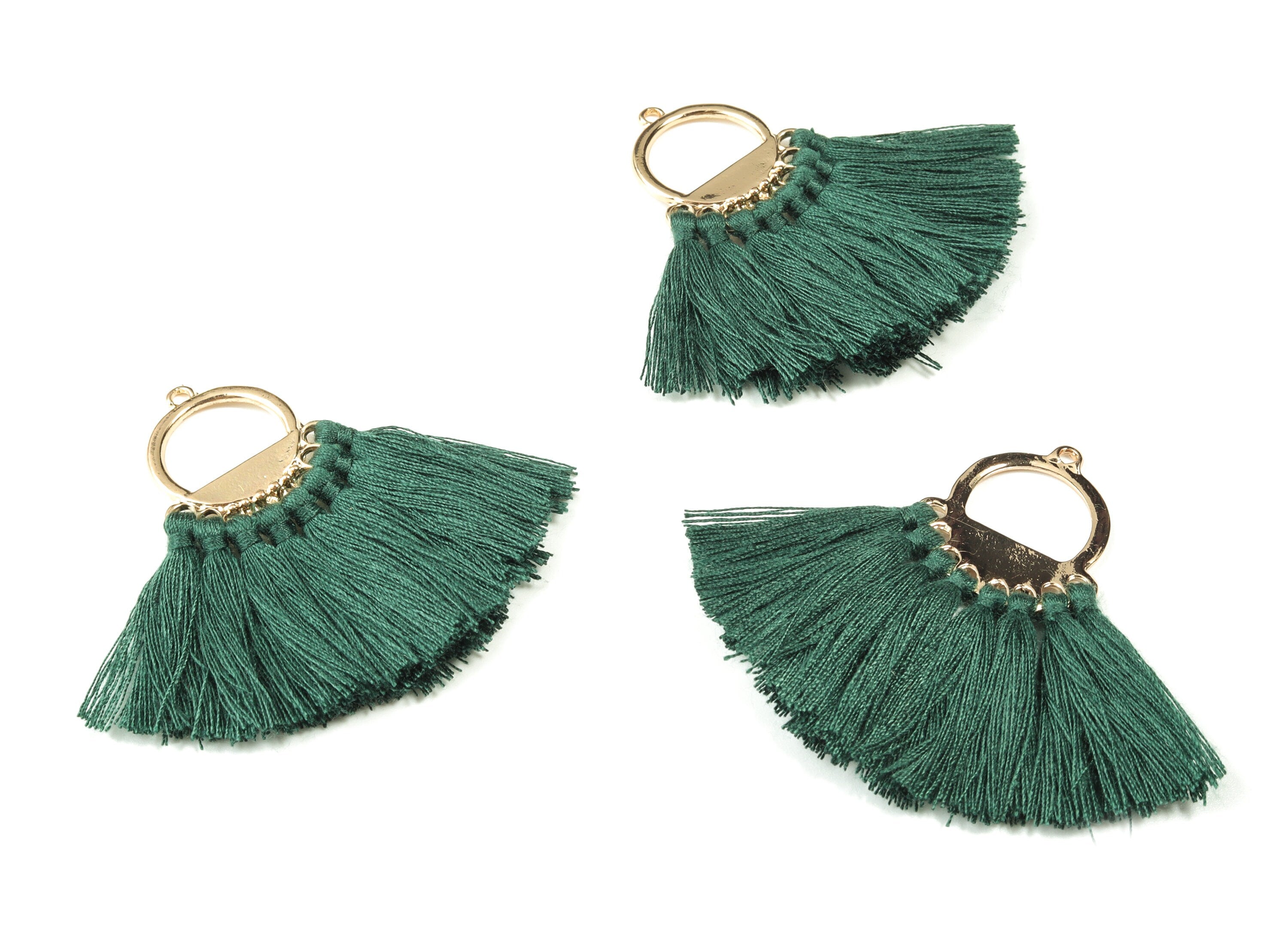 Tassel Earring Charms With Ring -  Fan Tassel Earrings - Alloy Ring Earrings - Tassel Findings -  Boho Charms - 51.23x23.05x2.98mm - TS1151A - DOMEDBAZAAR