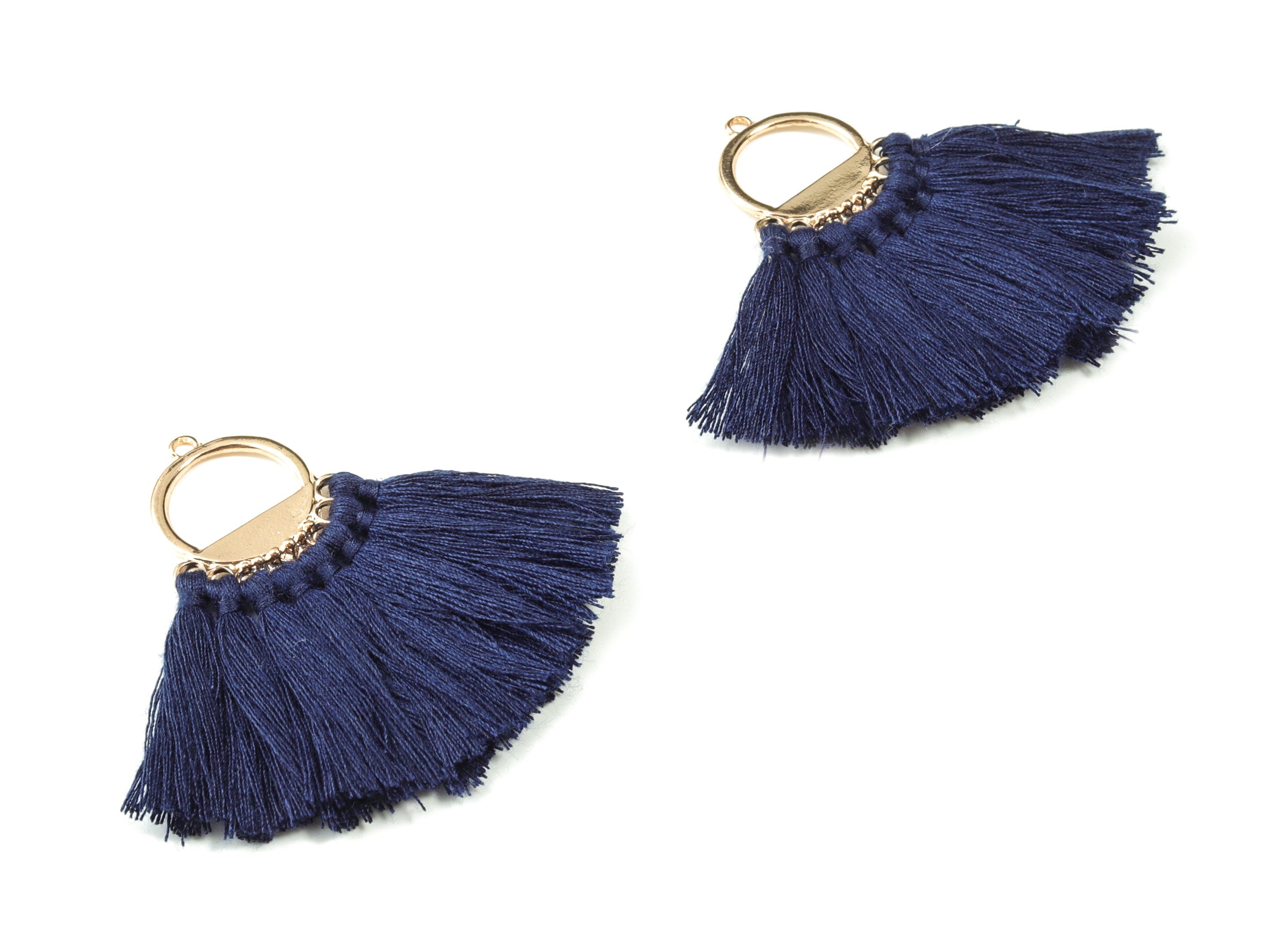 Tassel Earring Charms With Ring -  Fan Tassel Earrings - Alloy Ring Earrings - Tassel Findings -  Boho Charms - 51.23x23.05x2.98mm - TS1151B - DOMEDBAZAAR