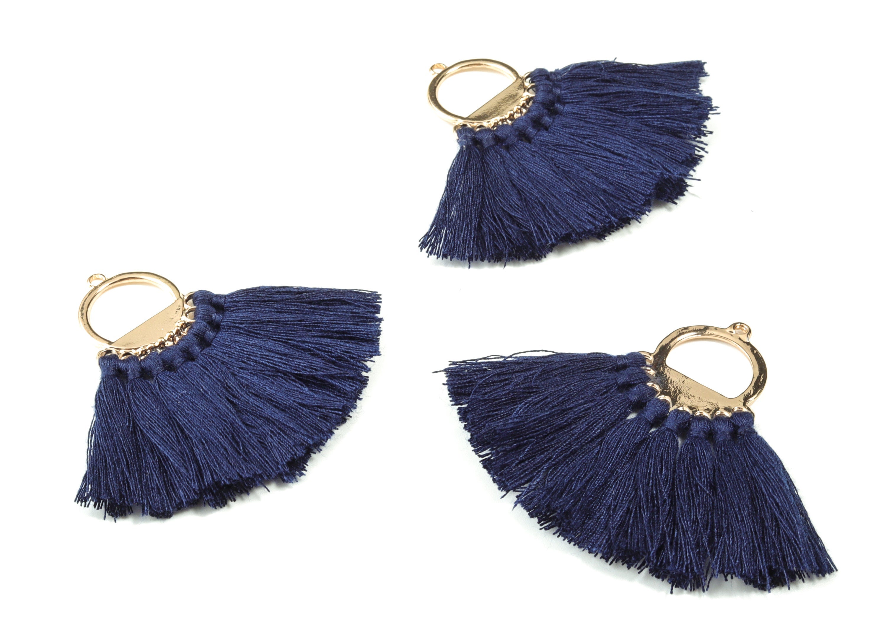 Tassel Earring Charms With Ring -  Fan Tassel Earrings - Alloy Ring Earrings - Tassel Findings -  Boho Charms - 51.23x23.05x2.98mm - TS1151B - DOMEDBAZAAR