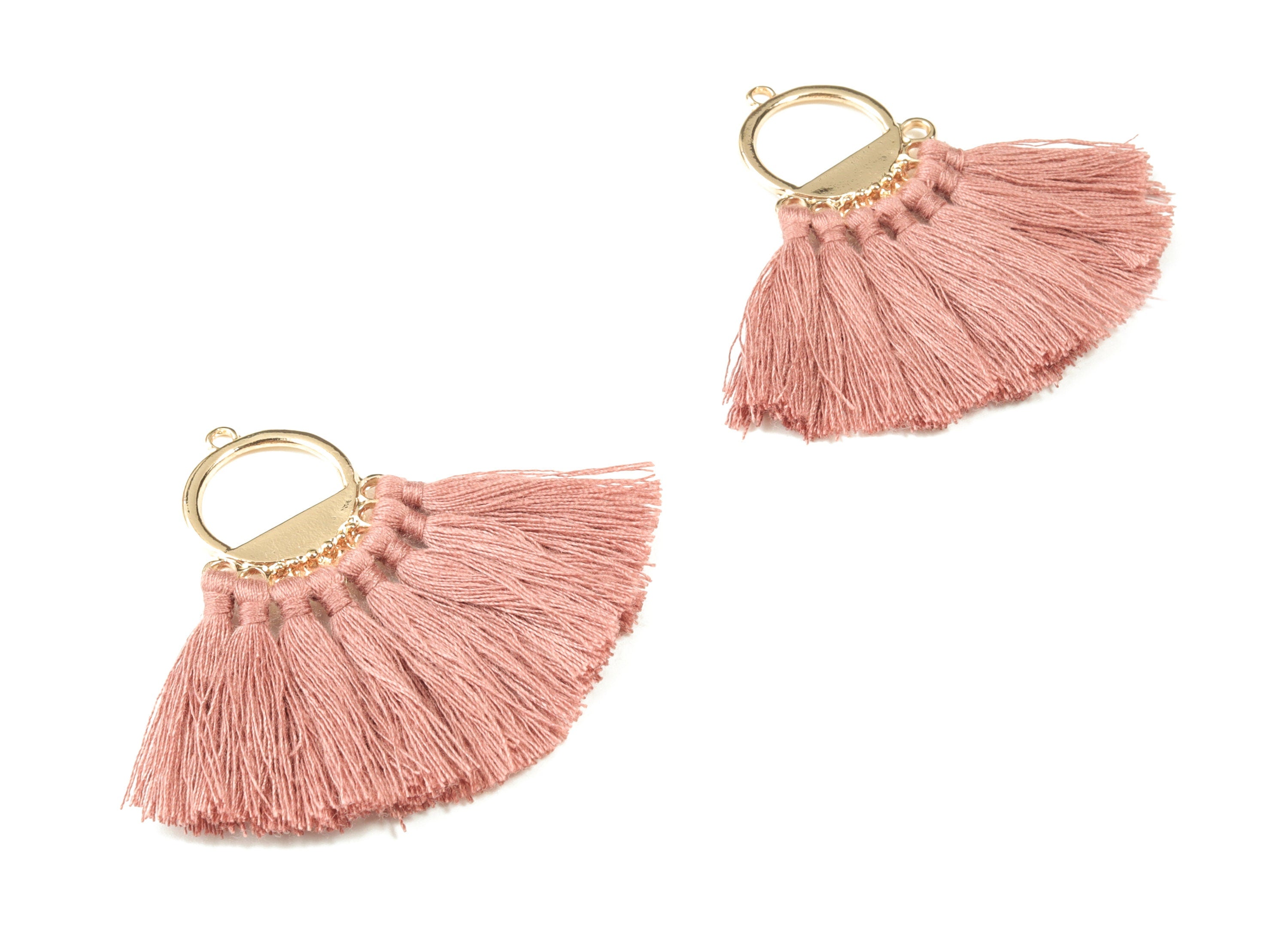 Tassel Earring Charms With Ring -  Fan Tassel Earrings - Alloy Ring Earrings - Tassel Findings -  Boho Charms - 51.23x23.05x2.98mm - TS1151C - DOMEDBAZAAR