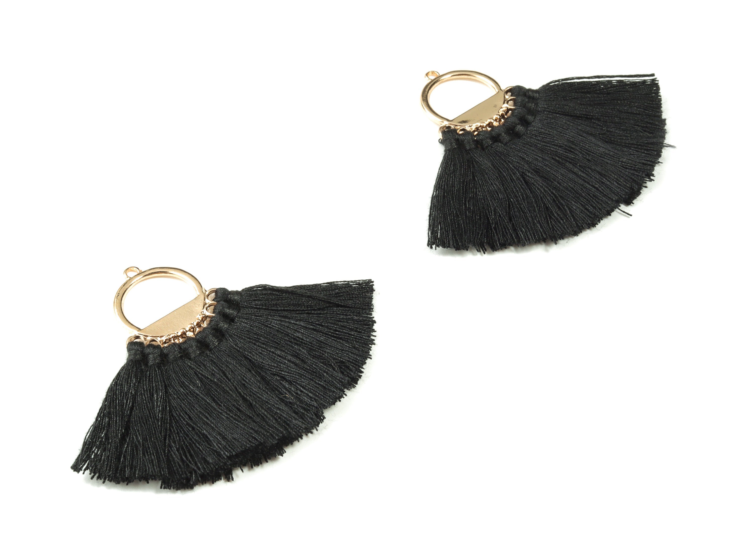 Tassel Earring Charms With Ring -  Fan Tassel Earrings - Alloy Ring Earrings - Tassel Findings -  Boho Charms - 51.23x23.05x2.98mm - TS1151D - DOMEDBAZAAR