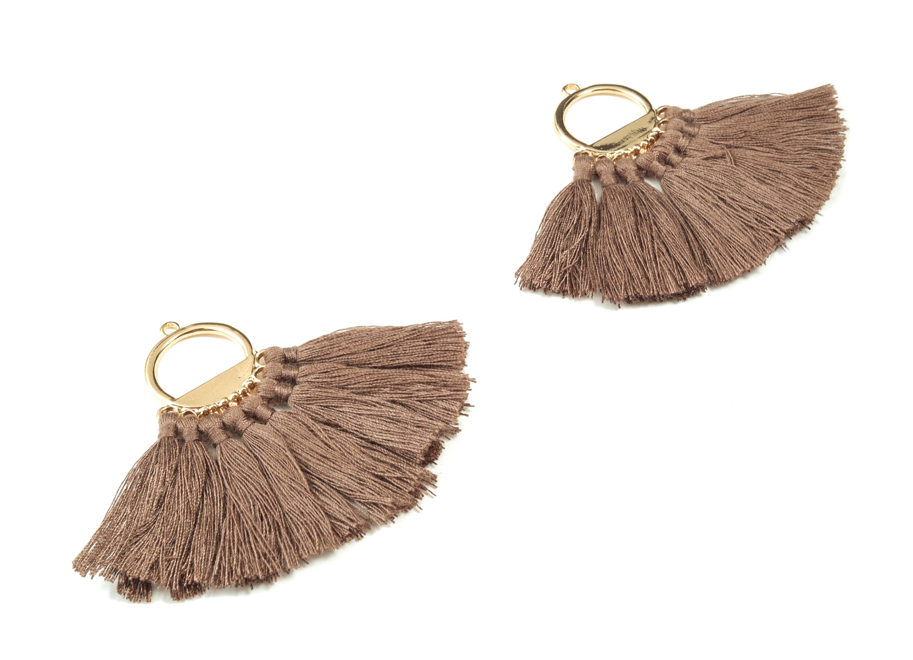 Tassel Earring Charms With Ring -  Fan Tassel Earrings - Alloy Ring Earrings - Tassel Findings -  Boho Charms - 51.23x23.05x2.98mm - TS1151F - DOMEDBAZAAR