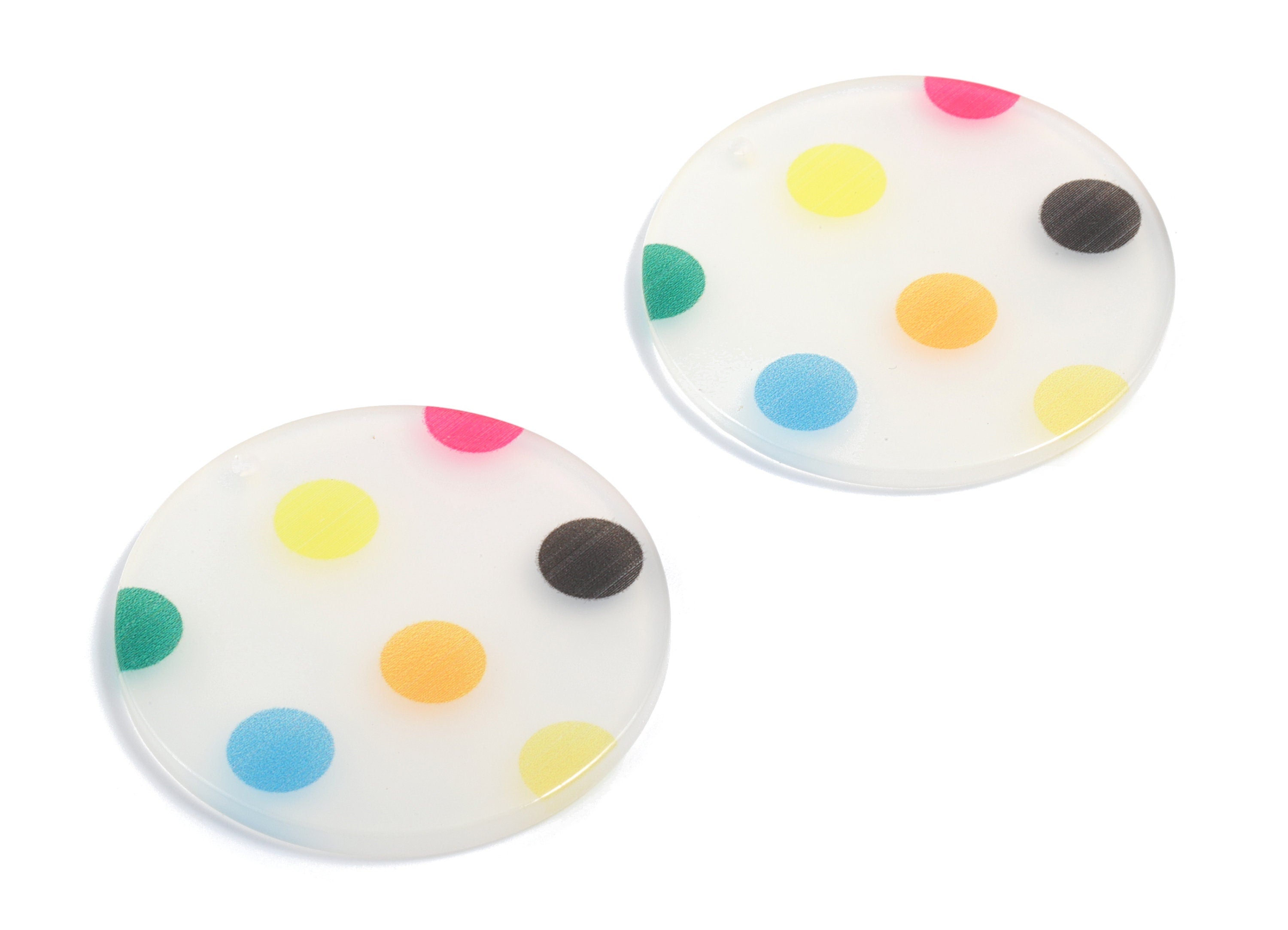 Acrylic Round Charms - Circle Earring and  Pendant - Earring Findings - Jewellery Supplies - 34.62x34.62x2.33mm - AC1935B - DOMEDBAZAAR