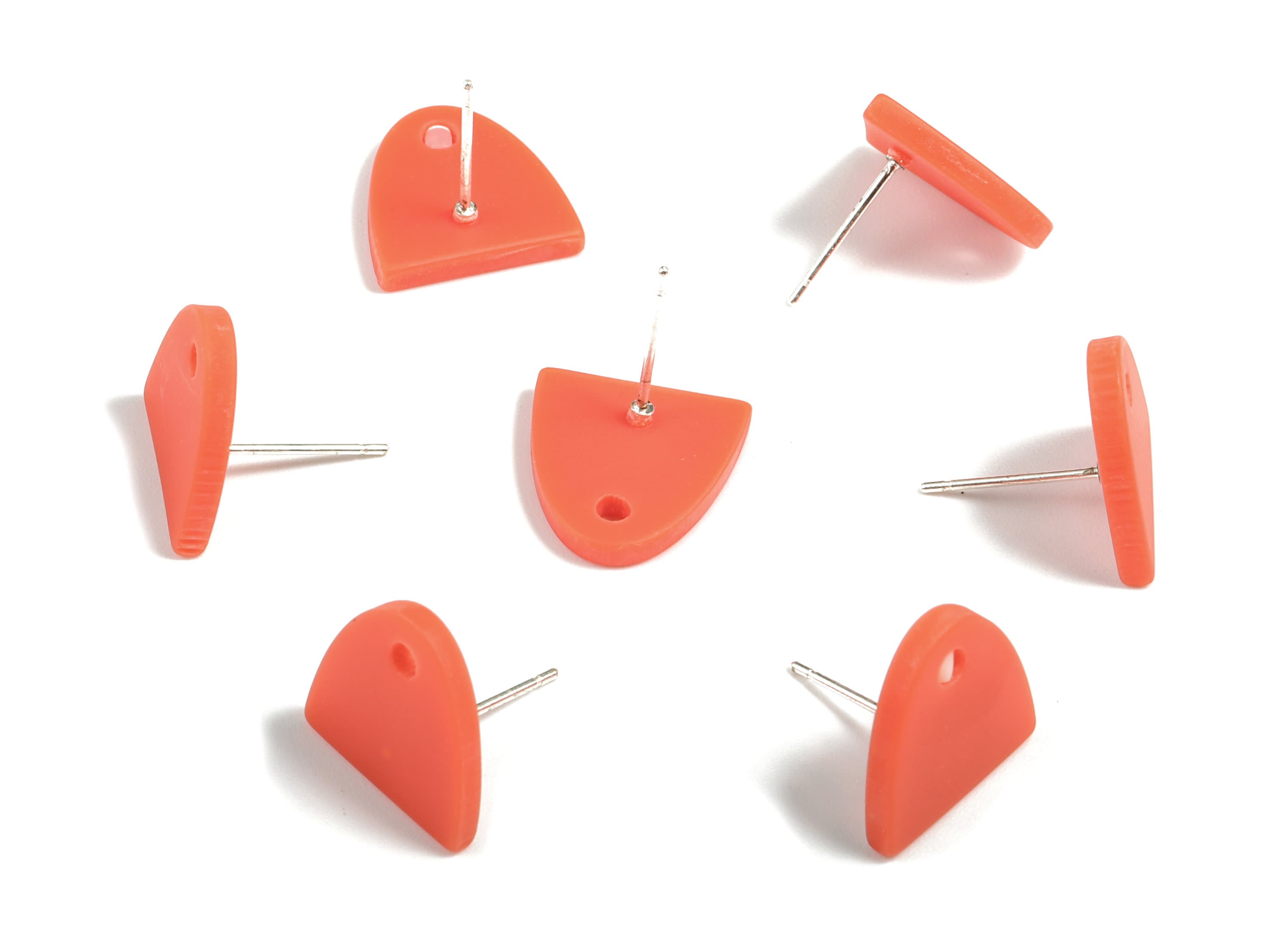 Acrylic Semi Circle Earring Post - Acrylic Half Moon Earring Stud - Earring Post - Jewelry Supplies - 13.81x13.76x2.26mm - AC1936A - DOMEDBAZAAR