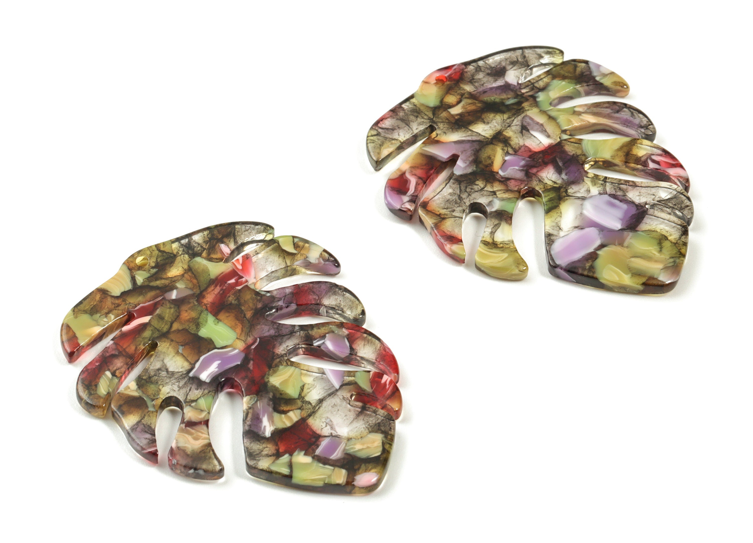 Acetate Leaf Earring Charms - Acetate Leaf Pendant - Earring Findings - Jewelry Supplies - Color Code: A242- 49.5x40.44x2.63mm - AC1451-A242 - DOMEDBAZAAR