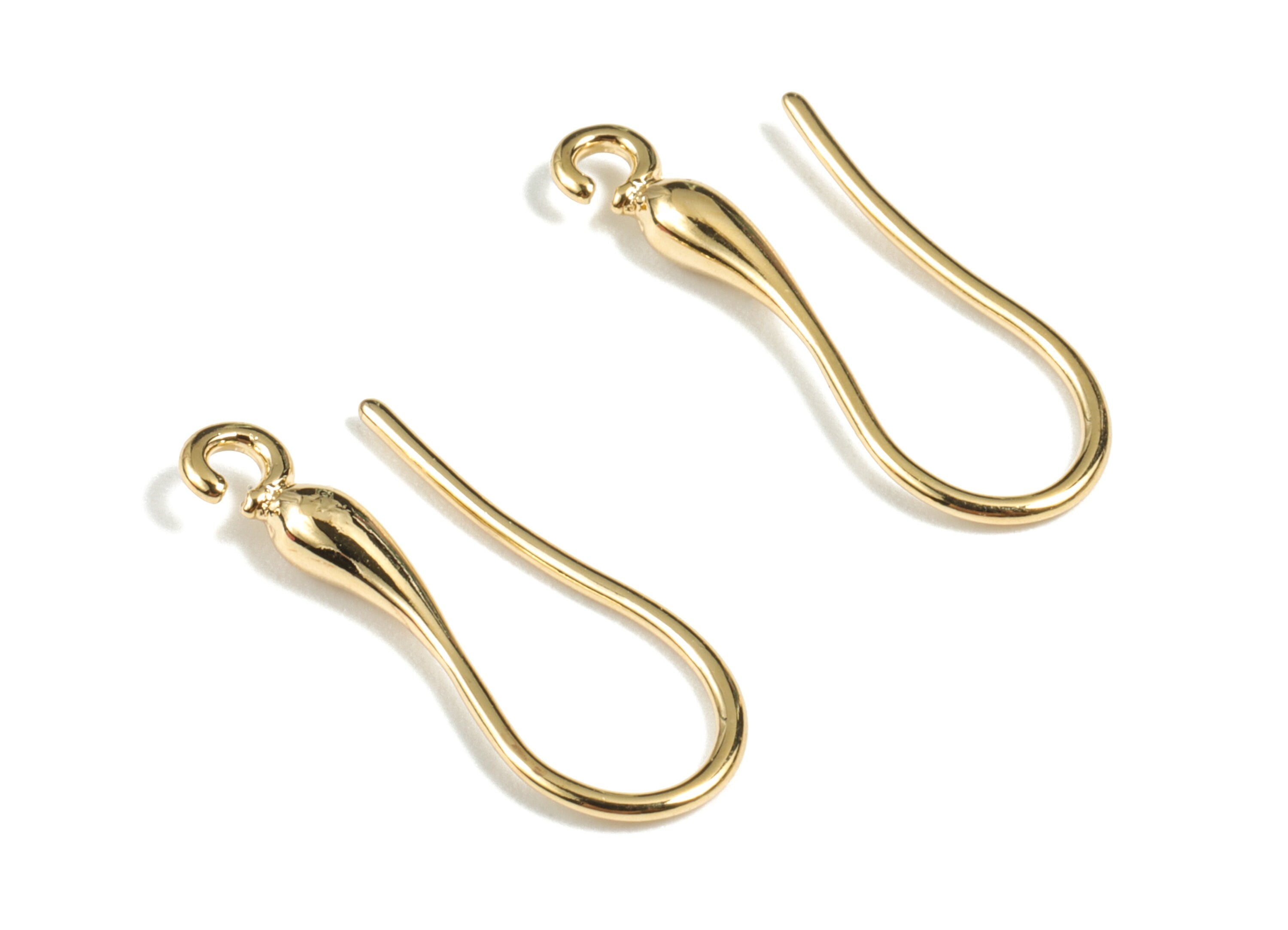 Brass Earring Wires - Gold Earring Hooks - 18K Real Gold Plated Brass - Earring Findings - Jewelry Supplies - 20.61x7.74x2.41mm - RGP2675 - DOMEDBAZAAR