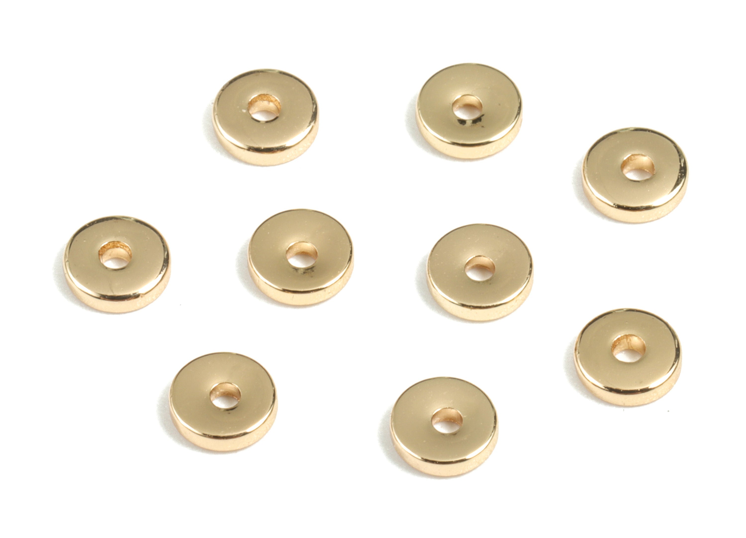 Gold Brass Flat Disc 4mm Beads Spacers - Heishi Rondelle Spacers Beads - 18K Real Gold Plated Brass Disk - 4.15x4.15x1.04mm - RGP2698 - DOMEDBAZAAR