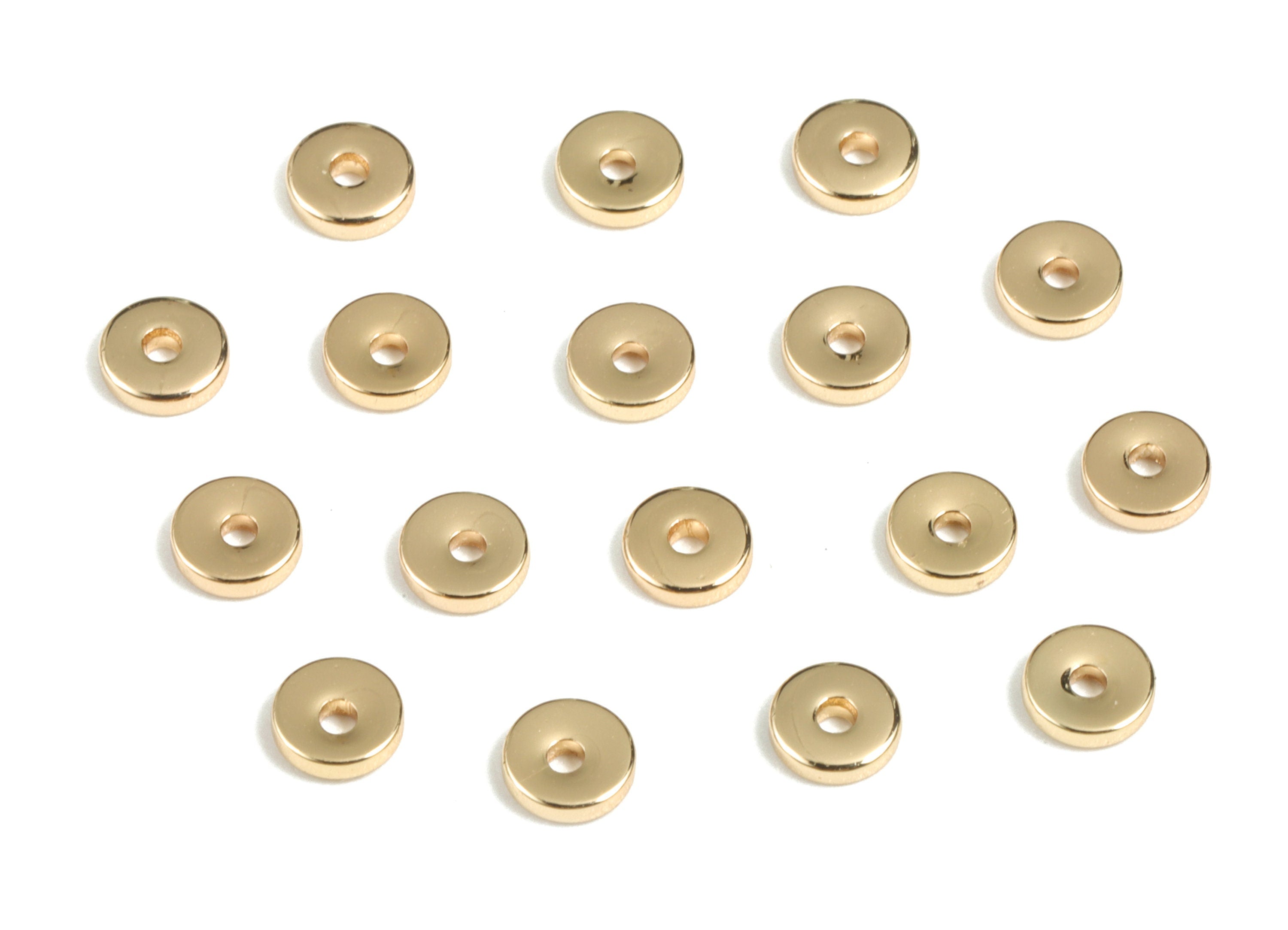 Gold Brass Flat Disc 4mm Beads Spacers - Heishi Rondelle Spacers Beads - 18K Real Gold Plated Brass Disk - 4.15x4.15x1.04mm - RGP2698 - DOMEDBAZAAR