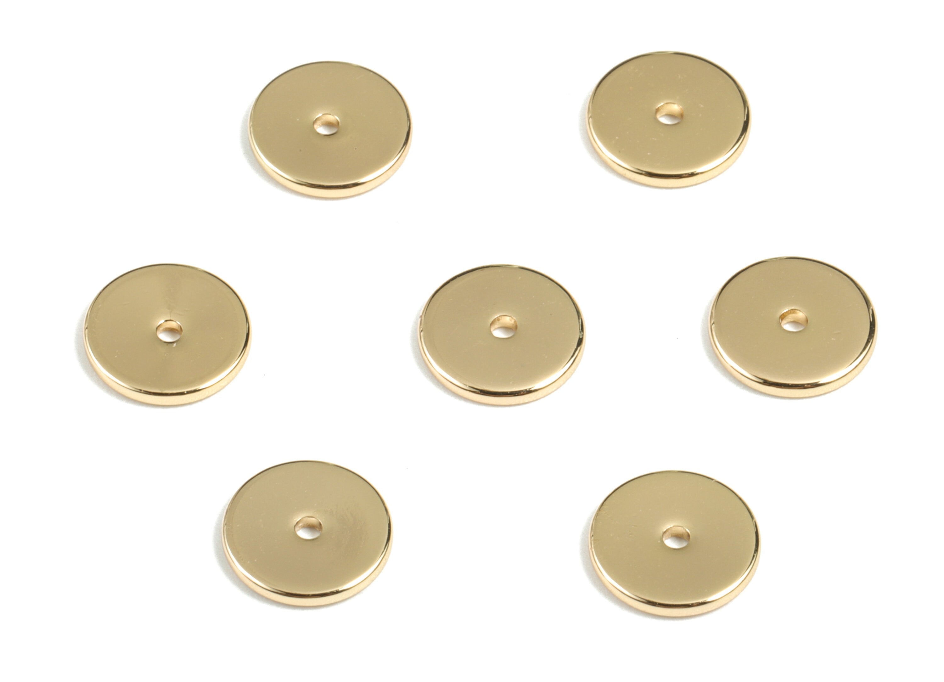 Gold Brass Flat Disc 8mm Beads Spacers - Heishi Rondelle Spacers Beads - 18K Real Gold Plated Brass Disk - 8.14x8.14x1.06mm - RGP2700 - DOMEDBAZAAR