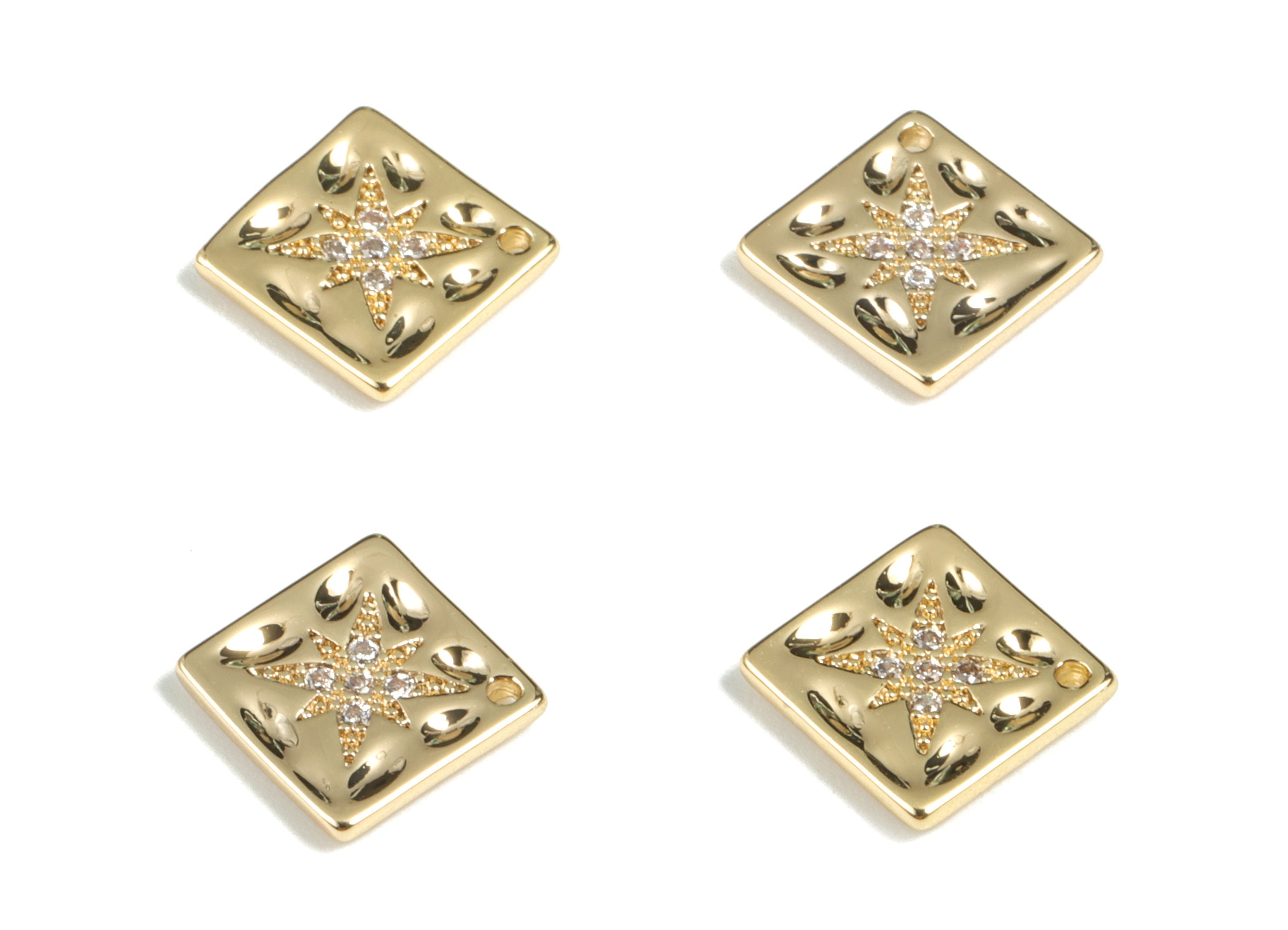 Brass Square Earring Charms - Gold Square Pendant - 18K Real Gold Plated Brass - Jewelry Supplies - 8.65x8.65x1.48mm - RGP2685 - DOMEDBAZAAR