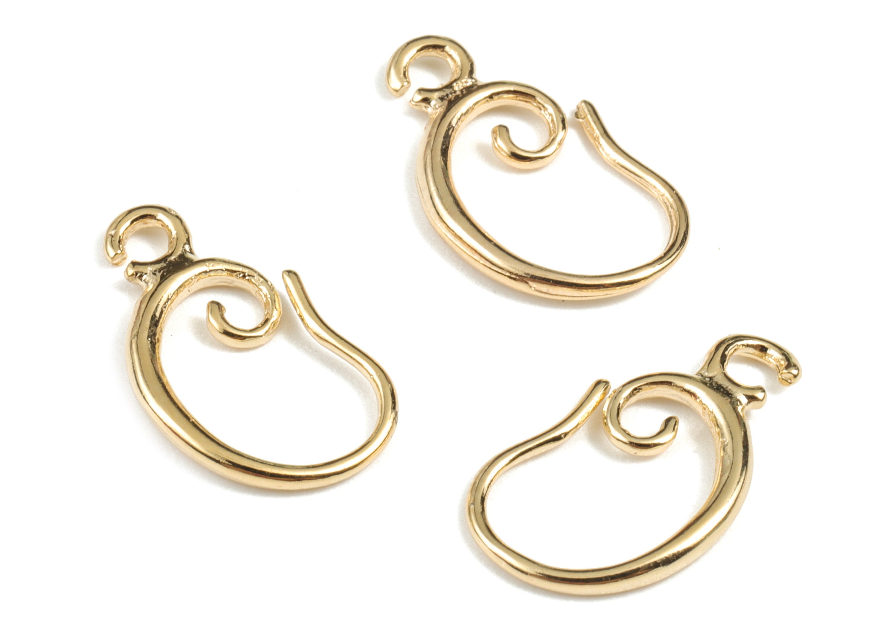 Brass Earring Hooks - 18K Real Gold Plated Brass Earring Wires - Ear Hooks Findings - Jewelry Supplies - 16.69x9.16x1.57mm - RGP2676 - DOMEDBAZAAR