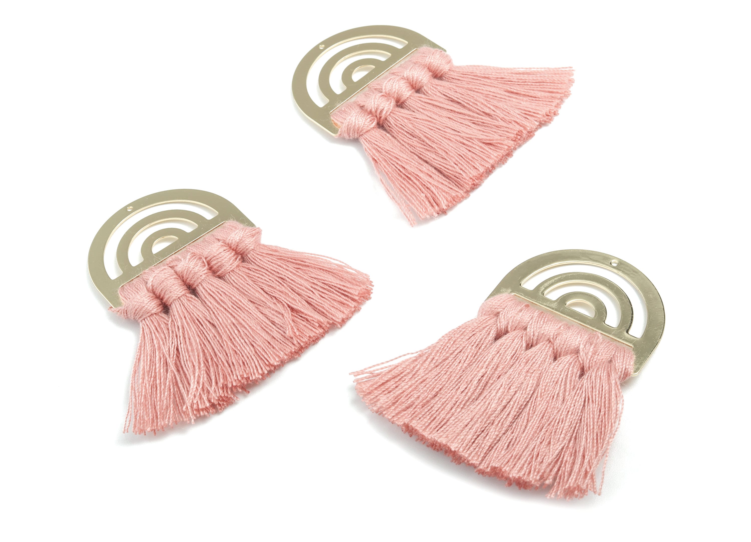 Tassel Earring Charms - Cotton Tassels - D Gold Brass Earrings - Fringe Tassel - JewelrySupplies - 58.56x35.08x5.29mm - TS1157 - DOMEDBAZAAR