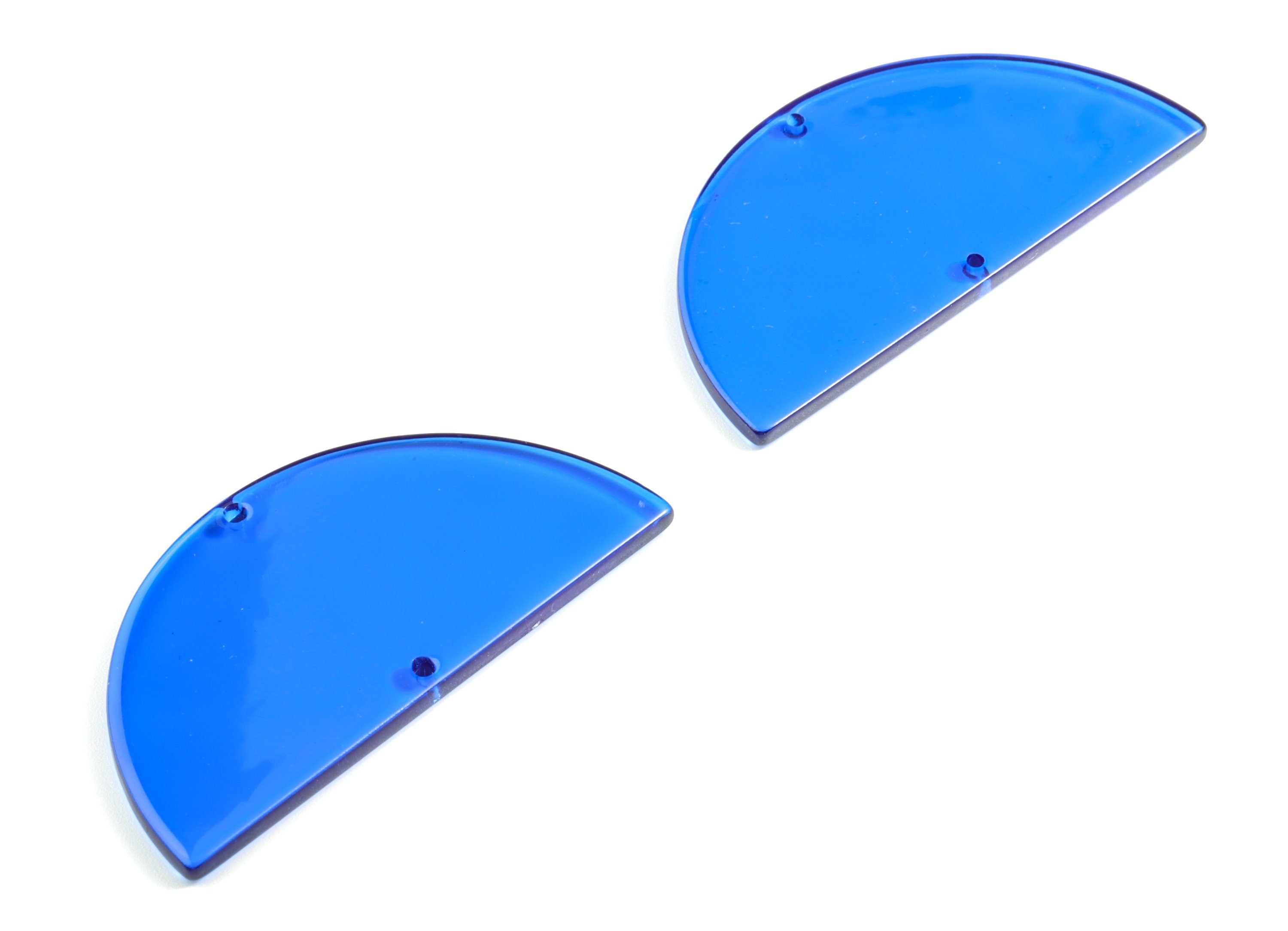 Acrylic Semicircle Connectors - Dark Blue Half Moon Earring Charm - 2 Holes - Color Code:A70 - 57.52x28.74x2.59mm - AC1805-A70 - DOMEDBAZAAR