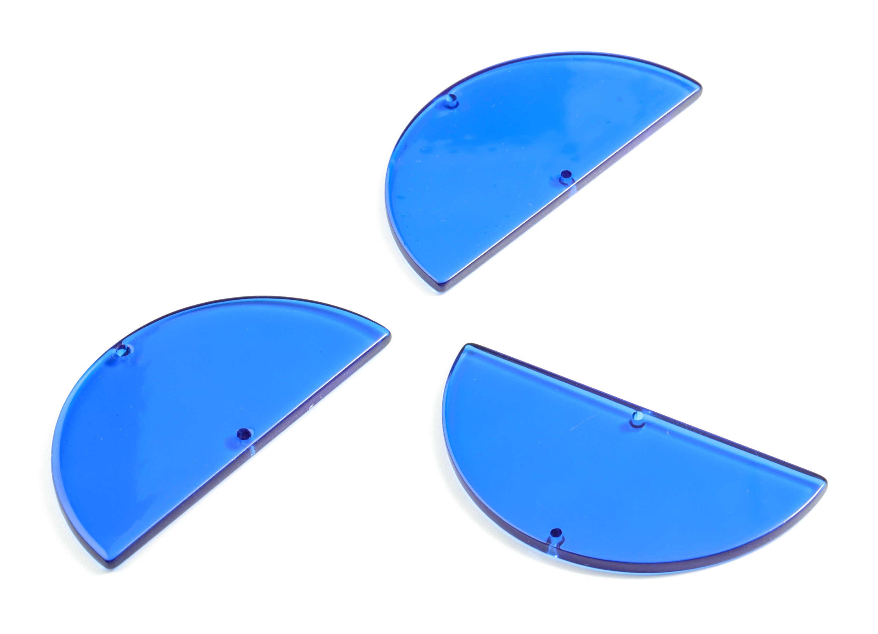 Acrylic Semicircle Connectors - Dark Blue Half Moon Earring Charm - 2 Holes - Color Code:A70 - 57.52x28.74x2.59mm - AC1805-A70 - DOMEDBAZAAR