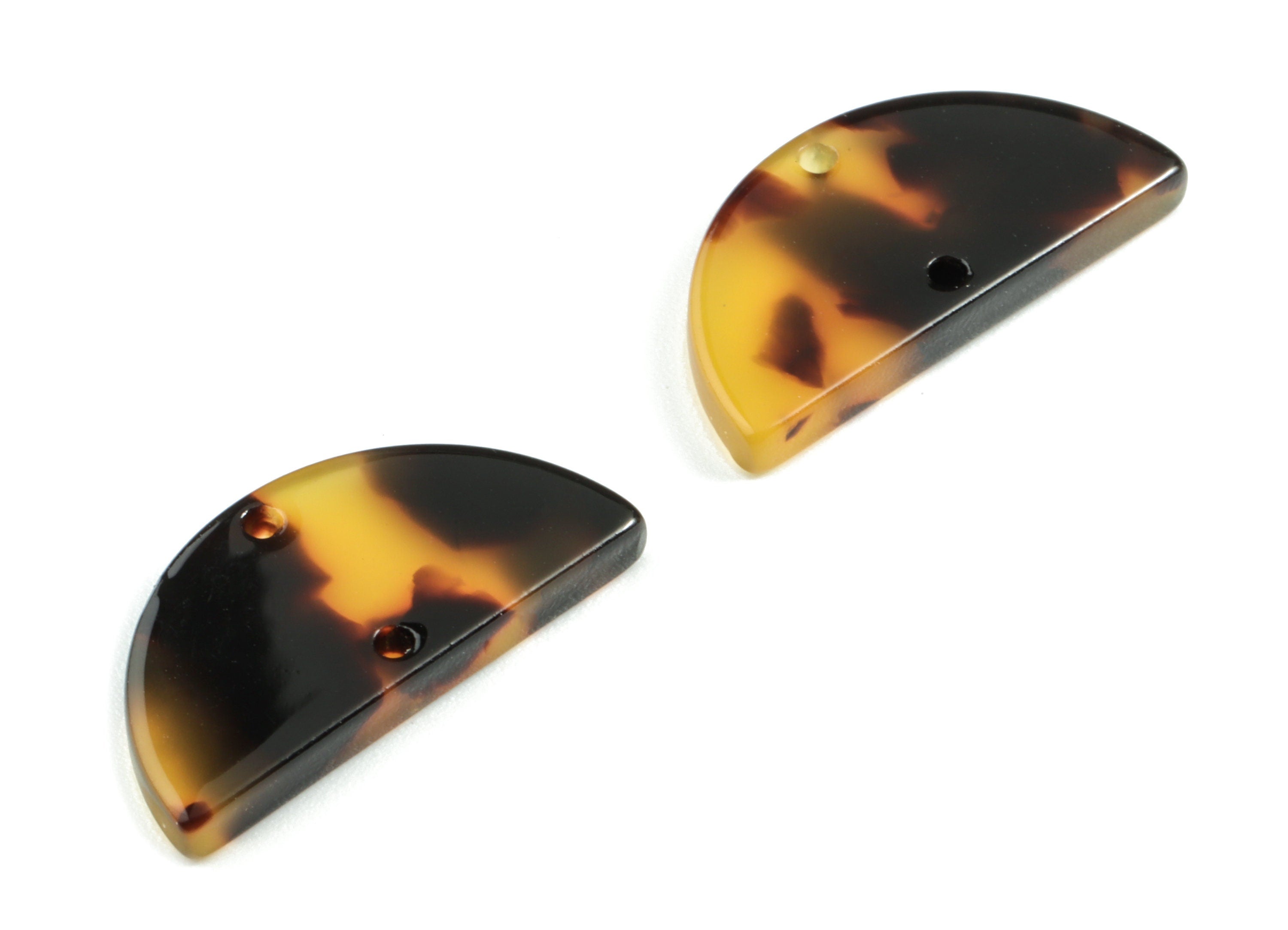 Acetate Half Moon Connector - Semi Circle Earring Charms - Tortoise Shell - 2 Holes - Color Code:A01- 22.78x11.26x2.57mm - AC1957-A02 - DOMEDBAZAAR