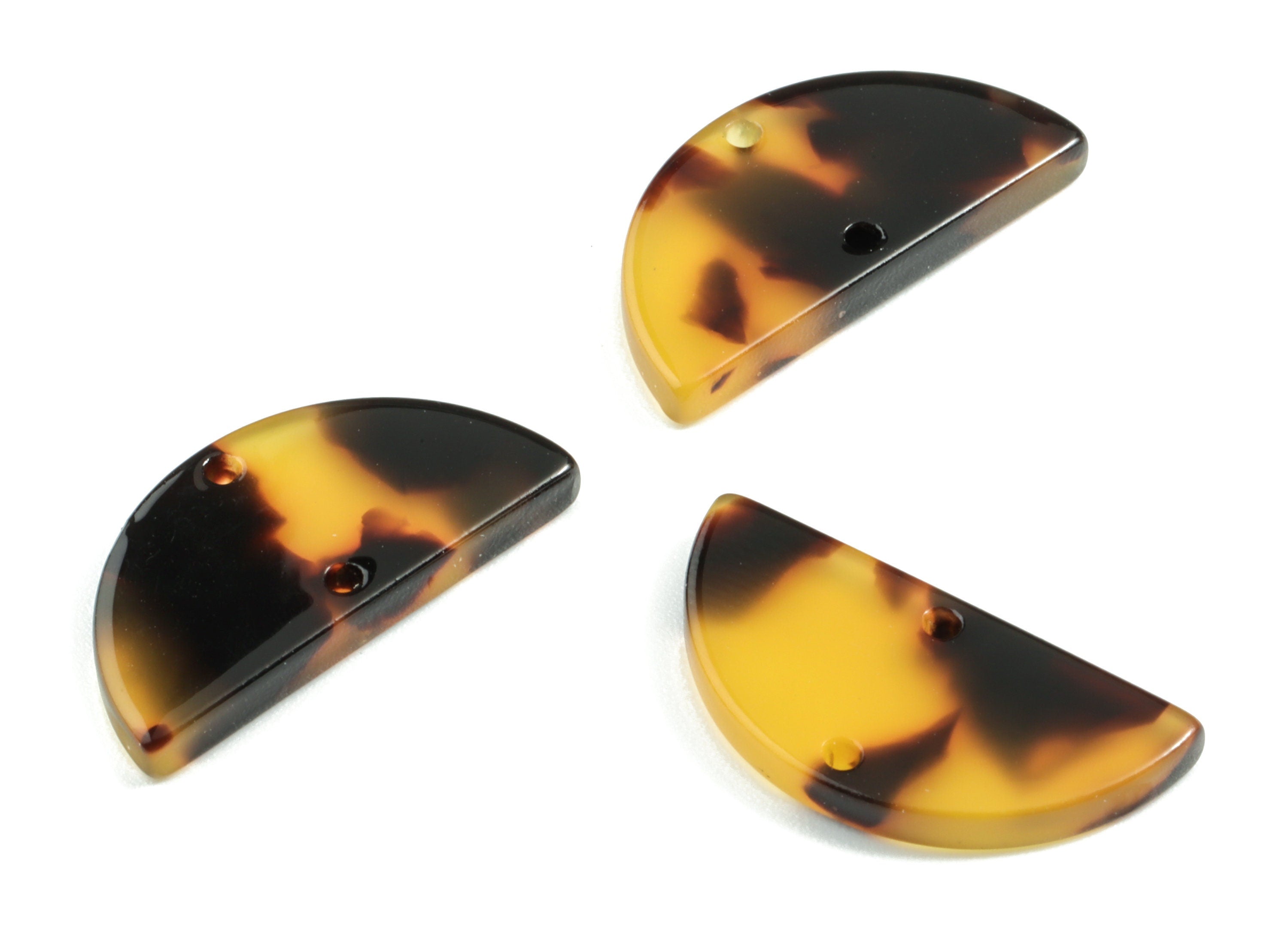 Acetate Half Moon Connector - Semi Circle Earring Charms - Tortoise Shell - 2 Holes - Color Code:A01- 22.78x11.26x2.57mm - AC1957-A02 - DOMEDBAZAAR