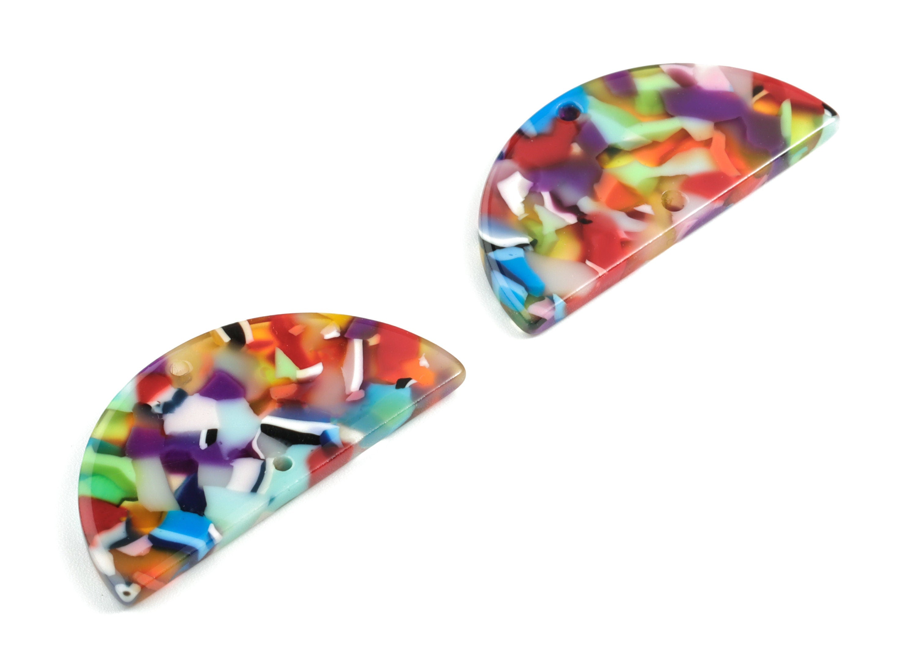 Acetate Semicircle Connectors - Half Moon Earrings Charms - Jewelry Supplies - 2 Holes - Color Code:A21 - 37.19x18.43x2.53mm - AC1794-A21 - DOMEDBAZAAR