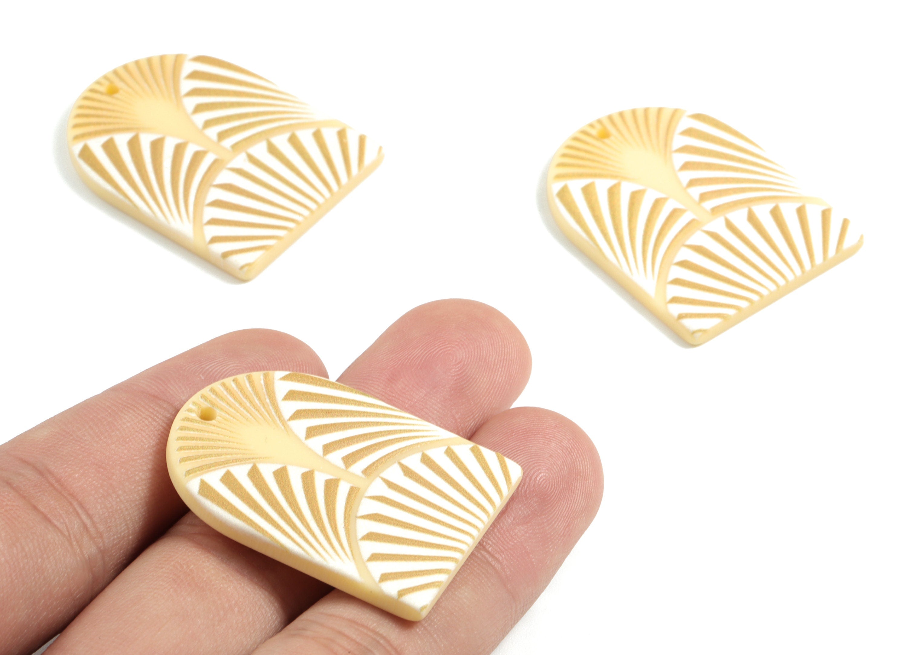 Acrylic Semi Ellipse Earring Charms - Acrylic D Earrings - Earring Findings - Jewelry Supplies - 35.5x27.55x3.02mm - AC1976A - DOMEDBAZAAR