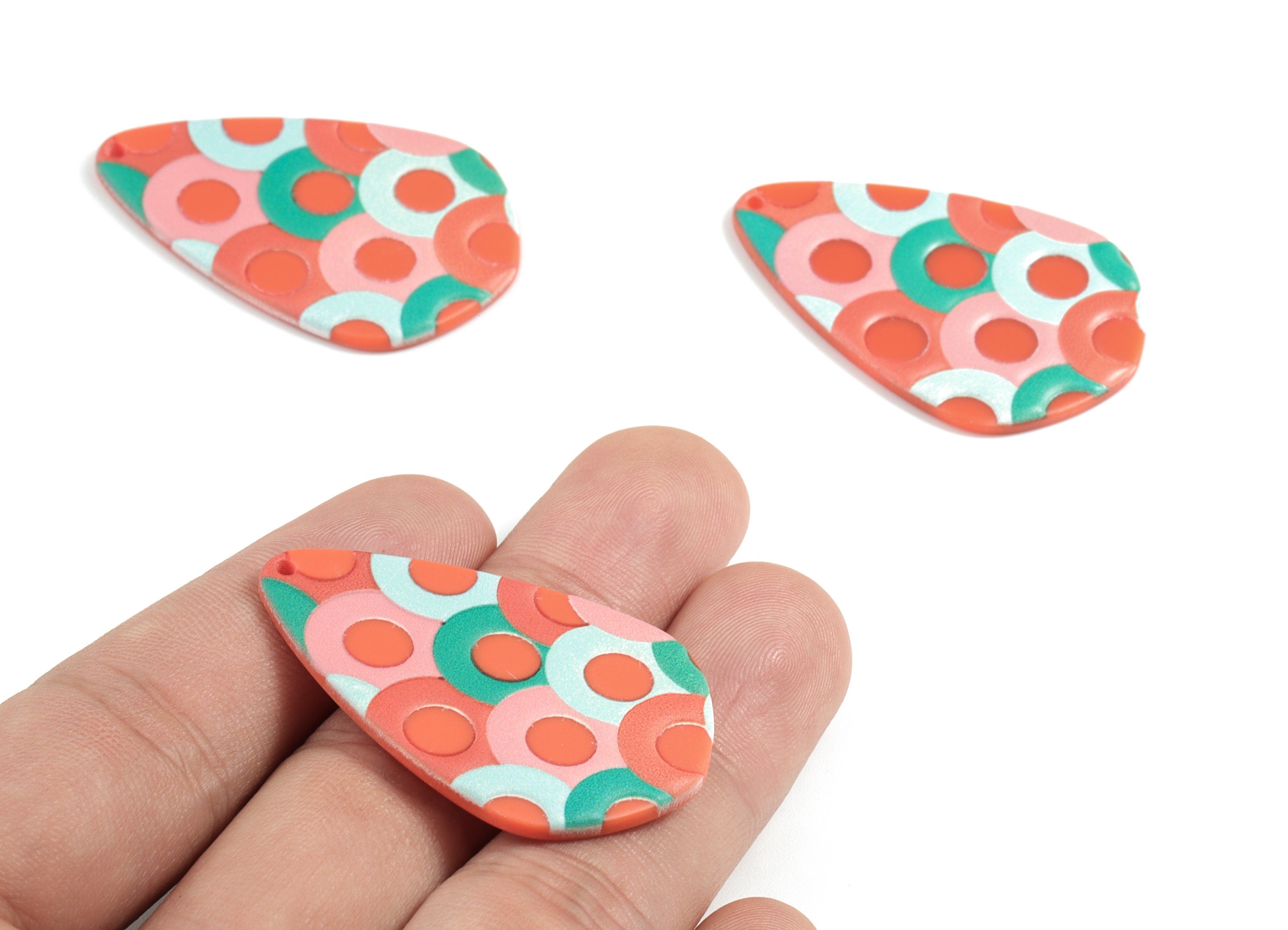 Acrylic Drop Earring Charms - Acrylic Textured Drop Earrings - Earring Findings - Jewelry Supplies - 42.26x27.85x2.47mm - AC1978A - DOMEDBAZAAR