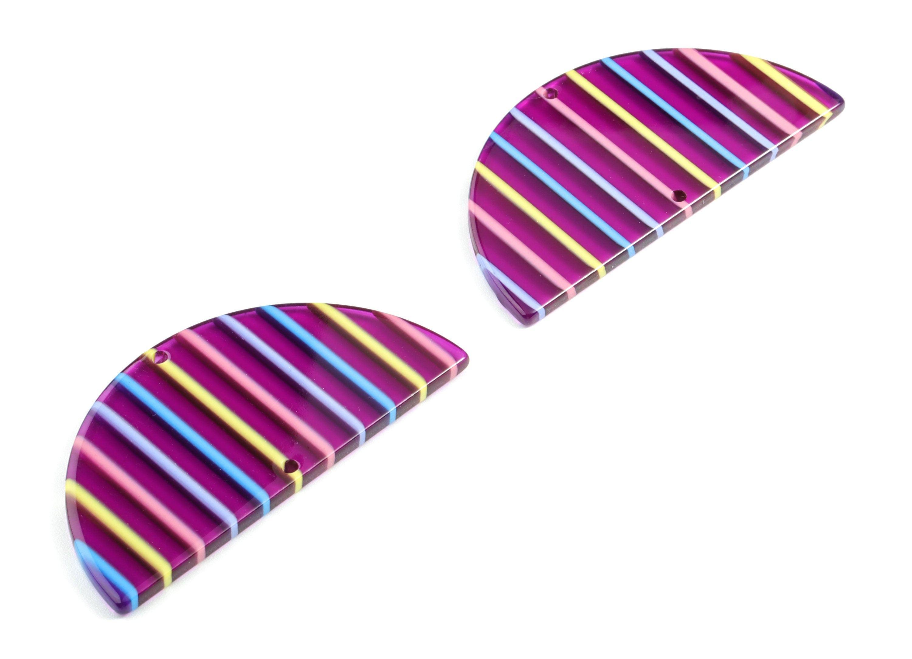 Acetate Semicircle Connectors - 2 Holes - Half Moon Connector - Jewelry Supplies - Color Code:A64 - 57.72x28.55x2.66mm - AC1805-A65 - DOMEDBAZAAR