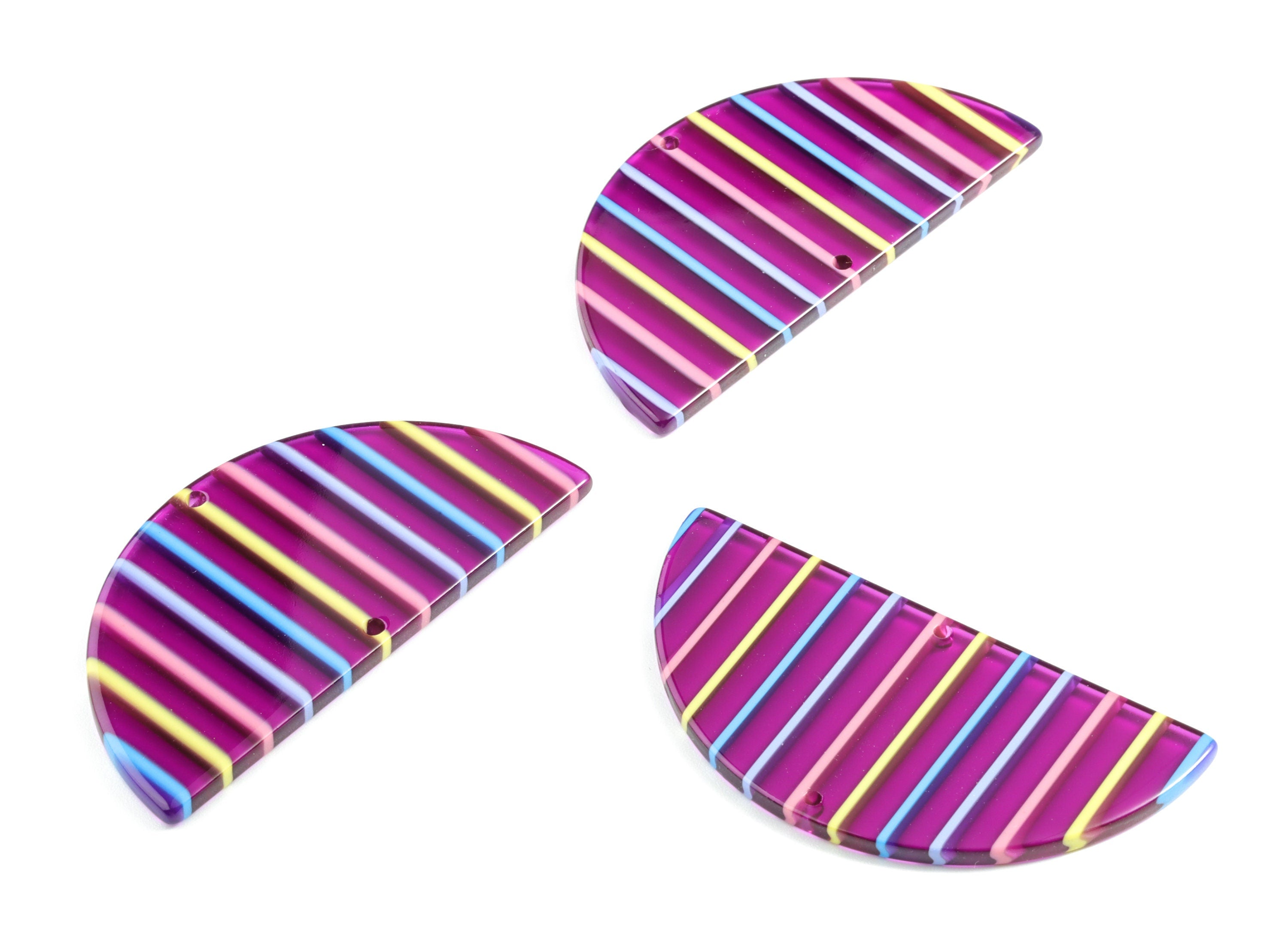 Acetate Semicircle Connectors - 2 Holes - Half Moon Connector - Jewelry Supplies - Color Code:A64 - 57.72x28.55x2.66mm - AC1805-A65 - DOMEDBAZAAR