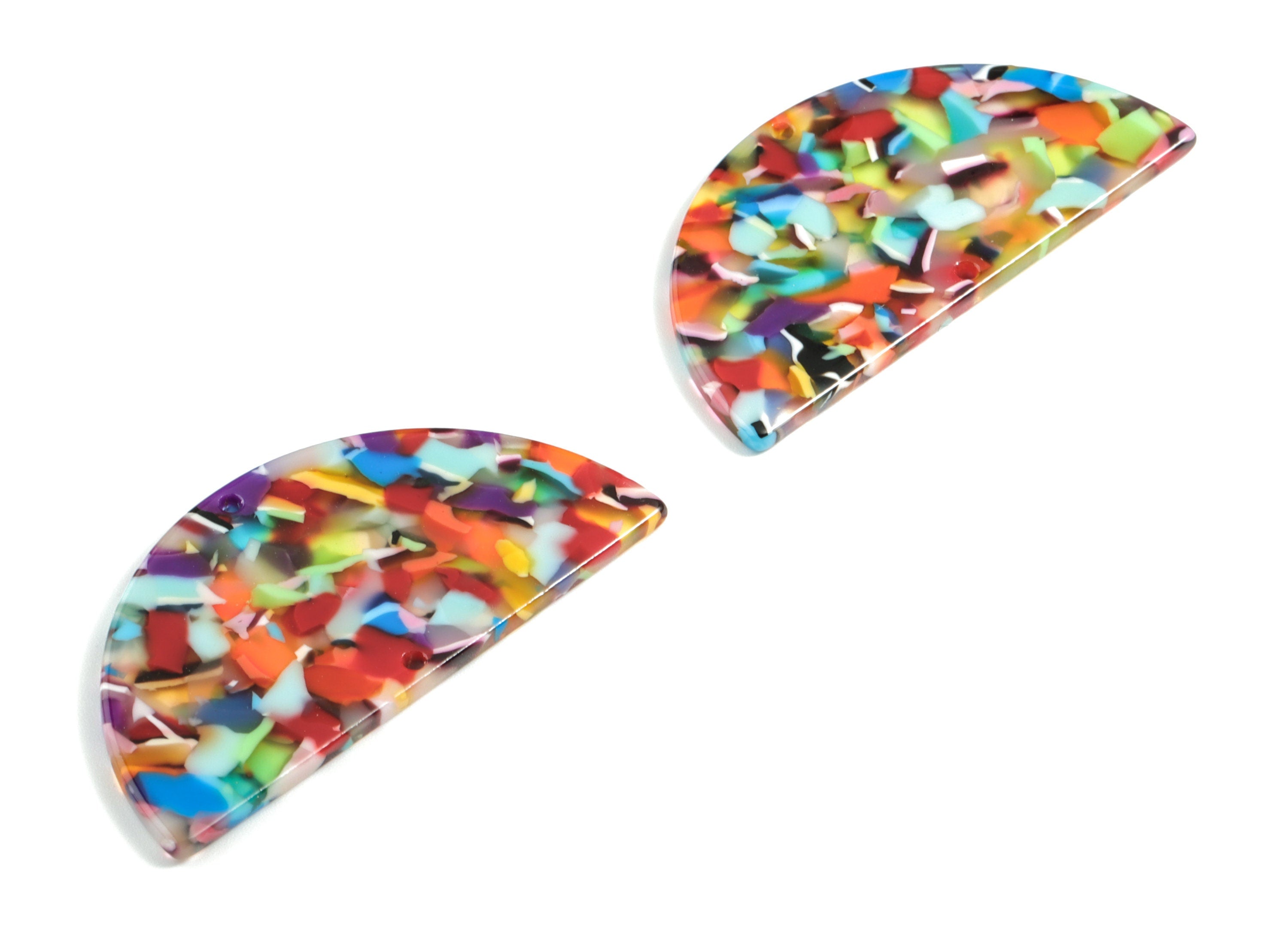 Acetate Semicircle Connectors - 2 Holes - Half Moon Connector - Jewelry Supplies - Color Code:A21 - 57.18x28.53x2.45mm - AC1805-A21 - DOMEDBAZAAR