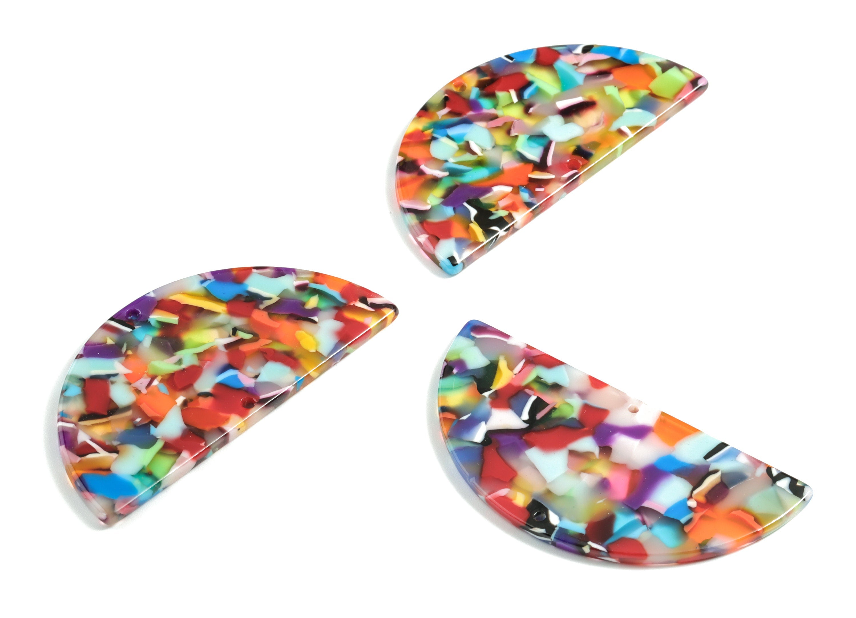 Acetate Semicircle Connectors - 2 Holes - Half Moon Connector - Jewelry Supplies - Color Code:A21 - 57.18x28.53x2.45mm - AC1805-A21 - DOMEDBAZAAR