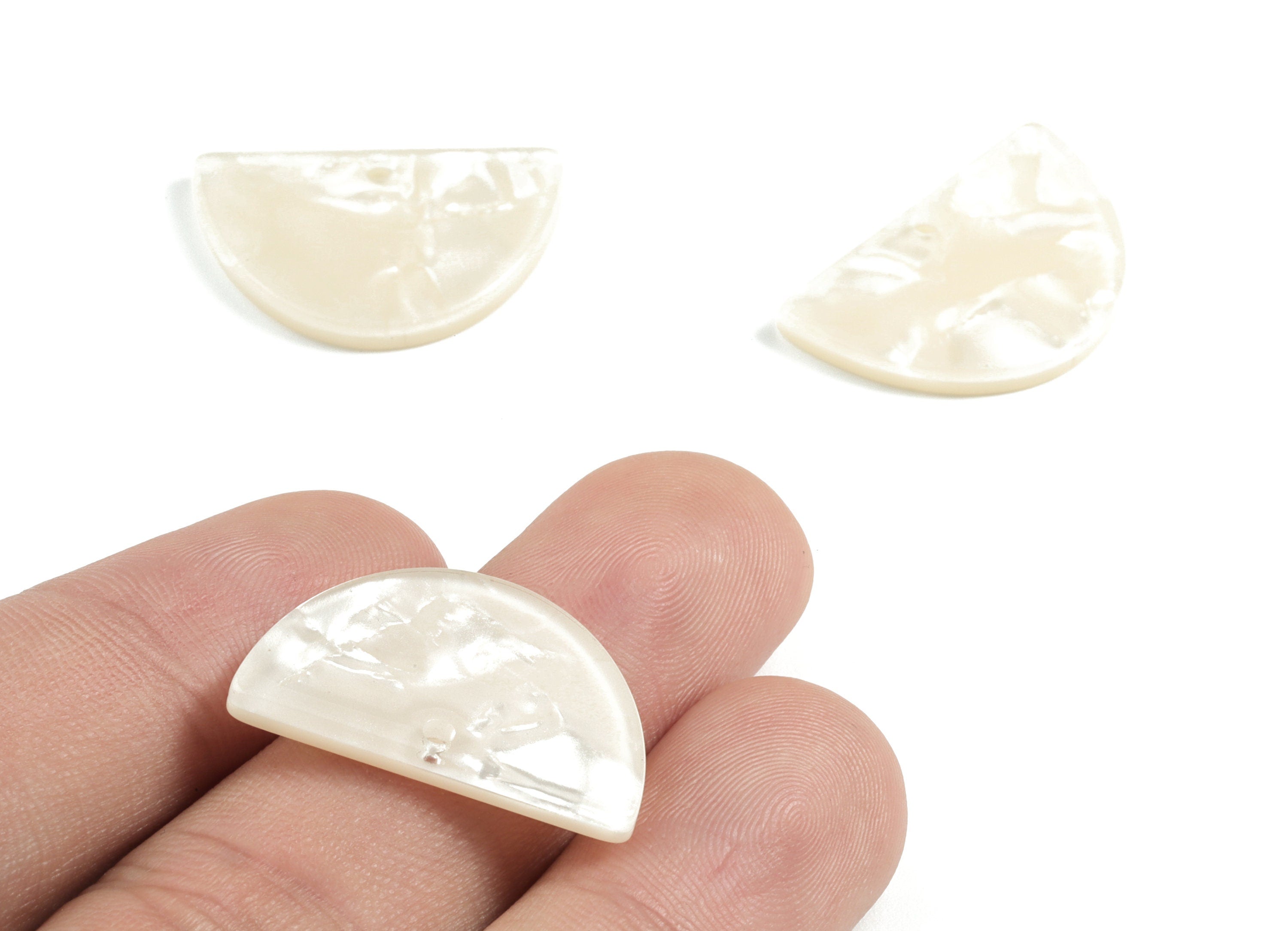 Acrylic D Earring Charms - Half Moon Pendant - Earring Findings - Jewelry Supplies - Color Code: A31 - 24.67x16.29x2.63mm - AC1058-A31 - DOMEDBAZAAR