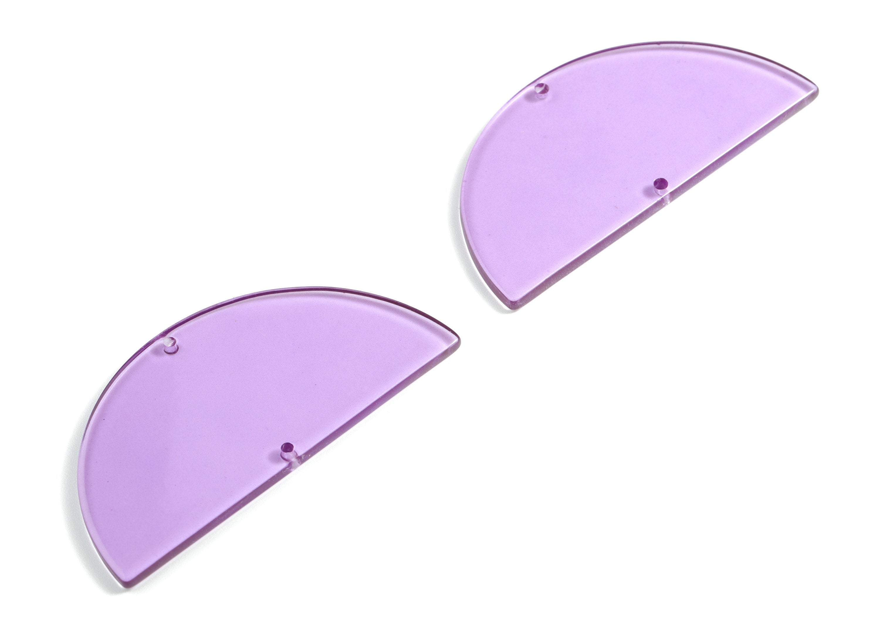 Acrylic Semicircle Connectors - Purple Half Moon Earring Charm - 2 Holes - Color Code:A68 - 57.38x28.76x3.11mm - AC1805-A72 - DOMEDBAZAAR