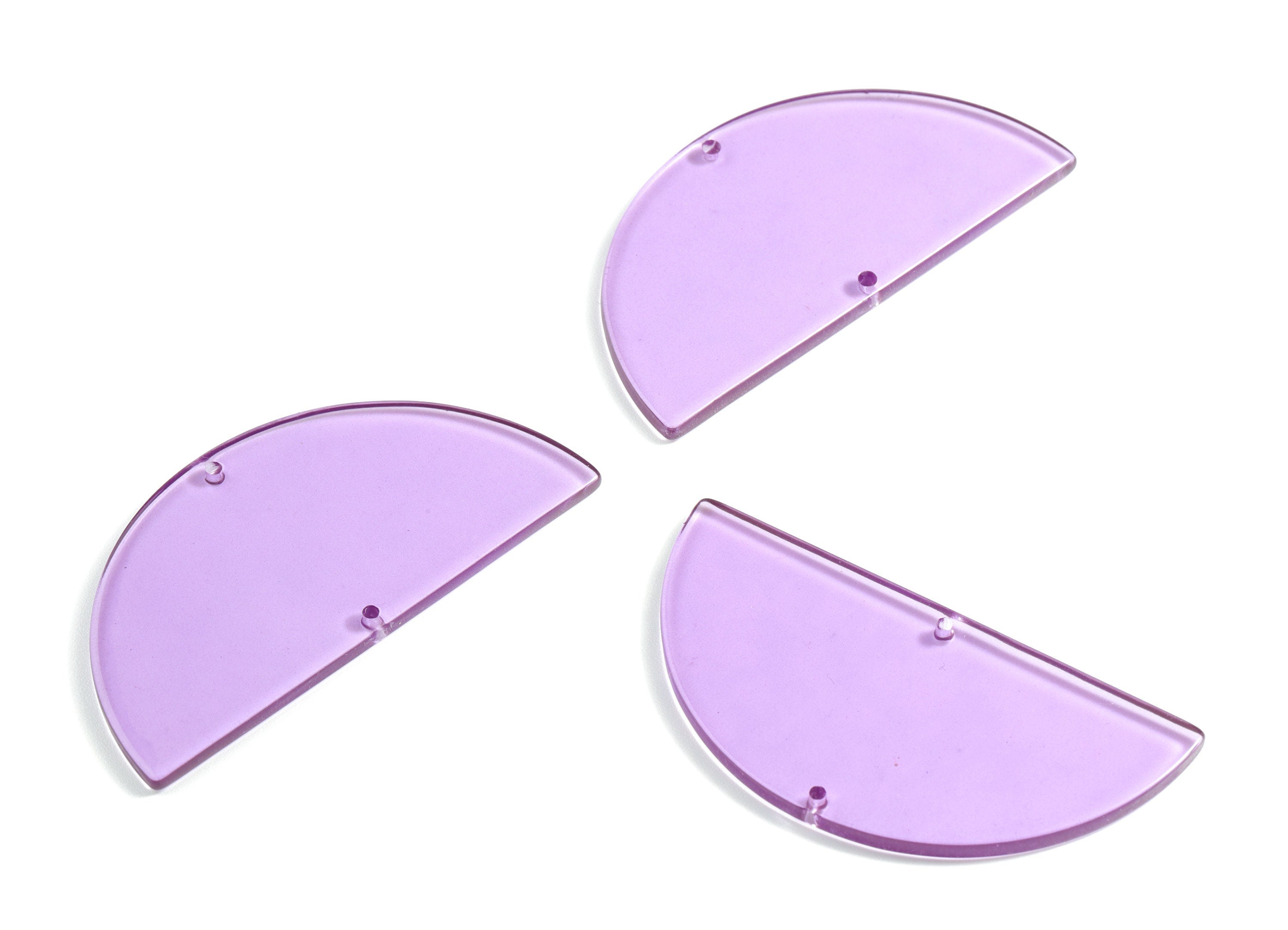 Acrylic Semicircle Connectors - Purple Half Moon Earring Charm - 2 Holes - Color Code:A68 - 57.38x28.76x3.11mm - AC1805-A72 - DOMEDBAZAAR