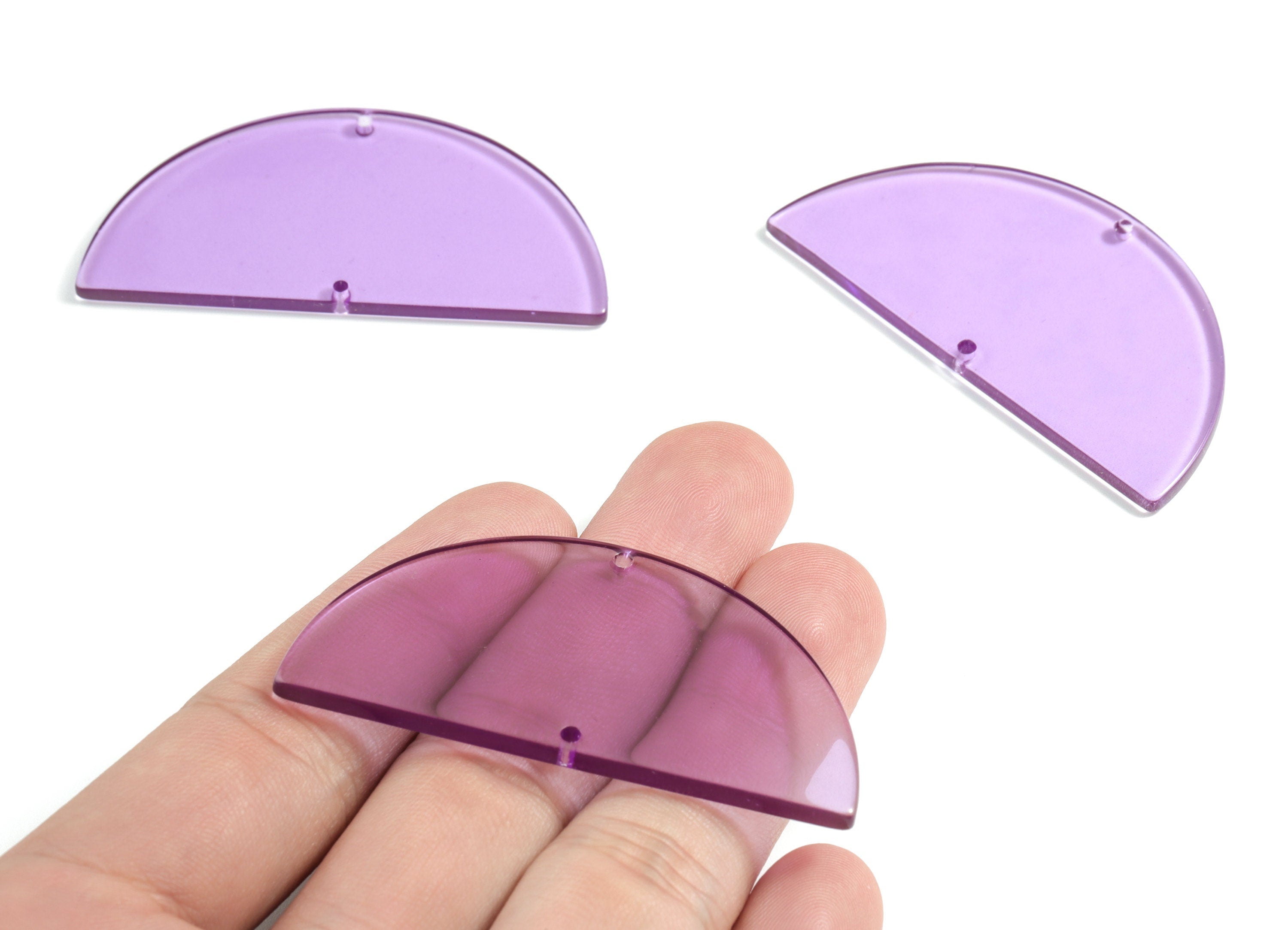 Acrylic Semicircle Connectors - Purple Half Moon Earring Charm - 2 Holes - Color Code:A68 - 57.38x28.76x3.11mm - AC1805-A72 - DOMEDBAZAAR