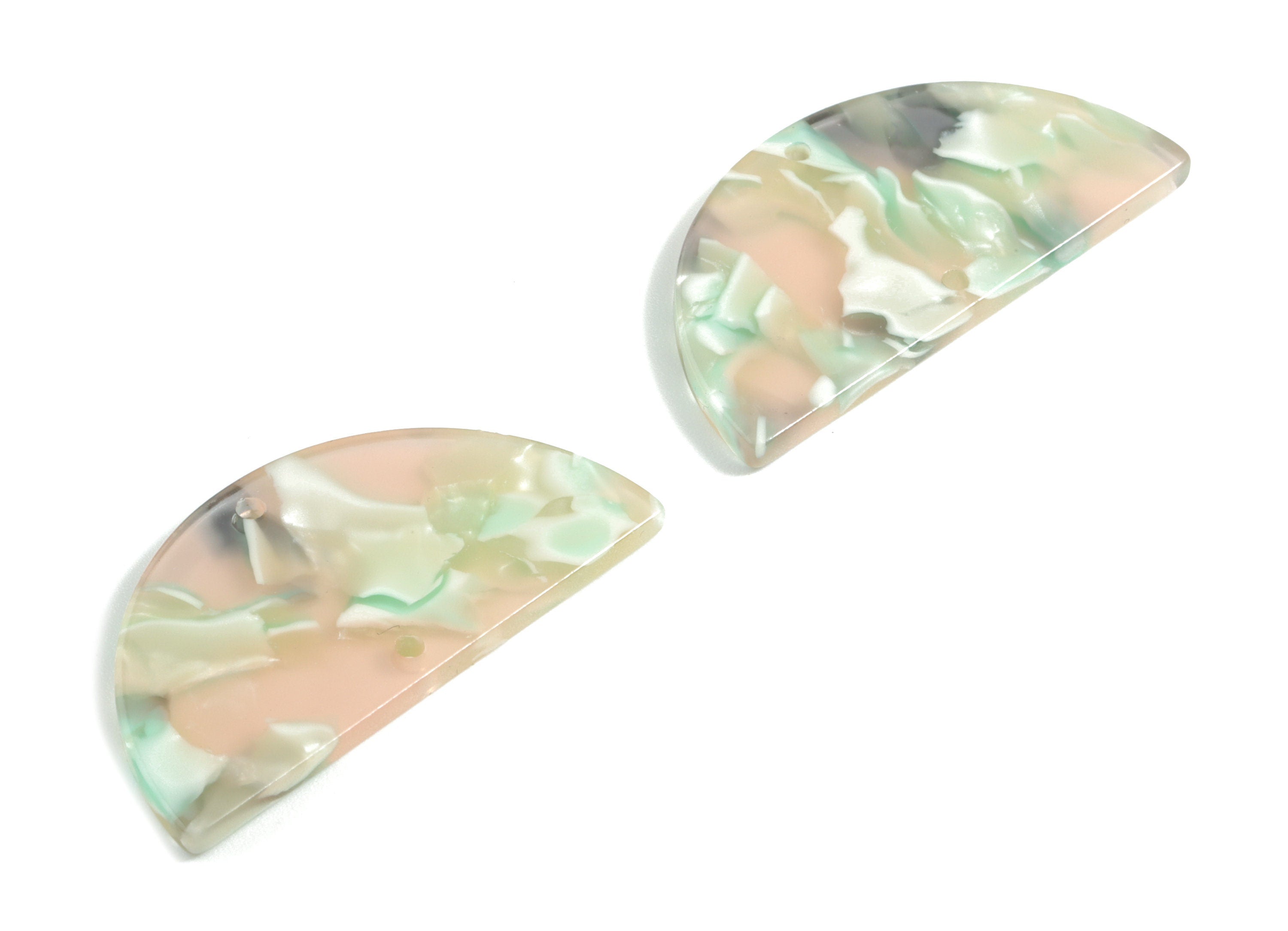Acetate Semicircle Connectors - Half Moon Earrings Charms - Jewelry Supplies - 2 Holes - Color Code:A265 - 37.52x18.53x2.61mm - AC1794-A265 - DOMEDBAZAAR