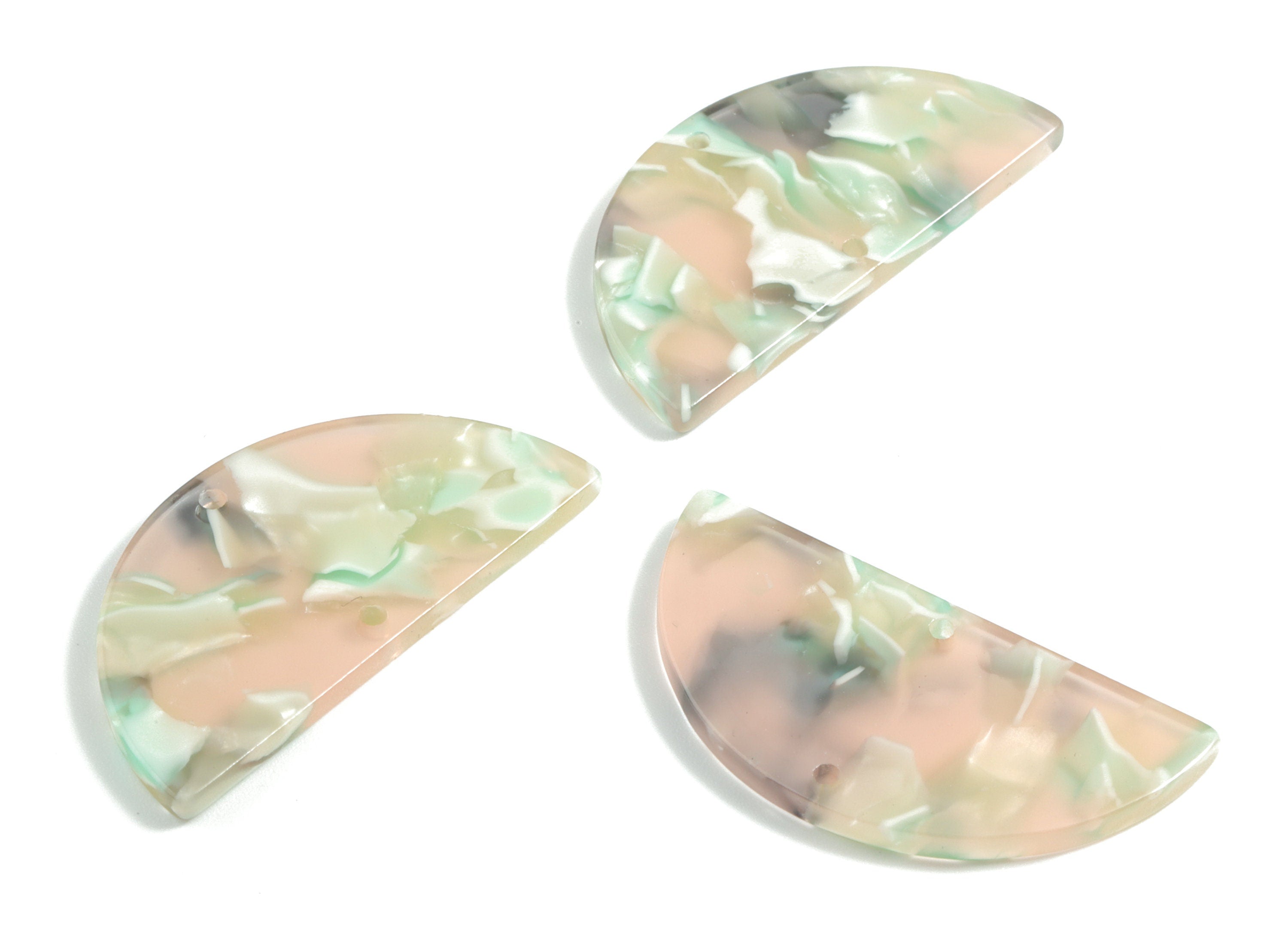Acetate Semicircle Connectors - Half Moon Earrings Charms - Jewelry Supplies - 2 Holes - Color Code:A265 - 37.52x18.53x2.61mm - AC1794-A265 - DOMEDBAZAAR