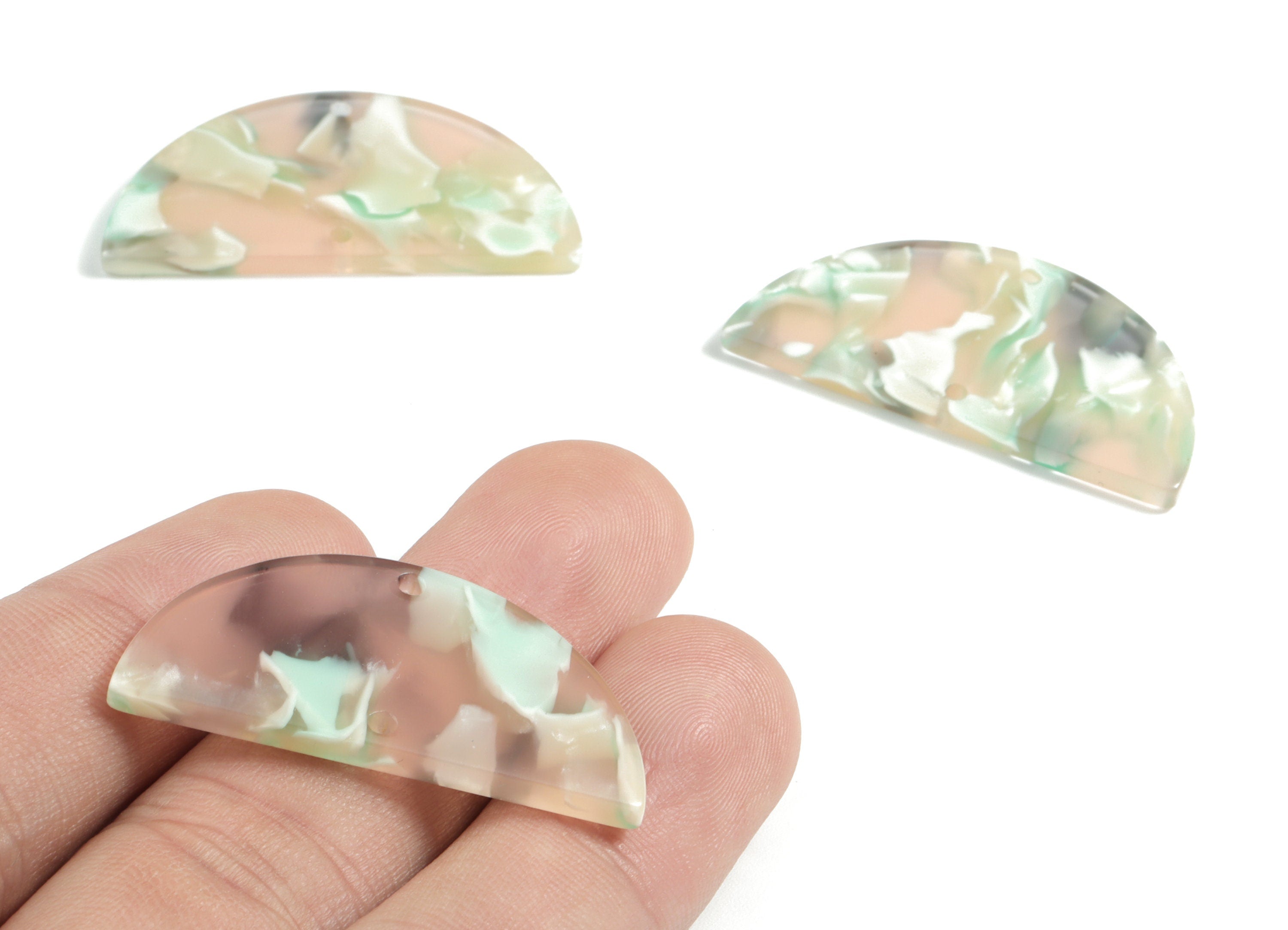 Acetate Semicircle Connectors - Half Moon Earrings Charms - Jewelry Supplies - 2 Holes - Color Code:A265 - 37.52x18.53x2.61mm - AC1794-A265 - DOMEDBAZAAR
