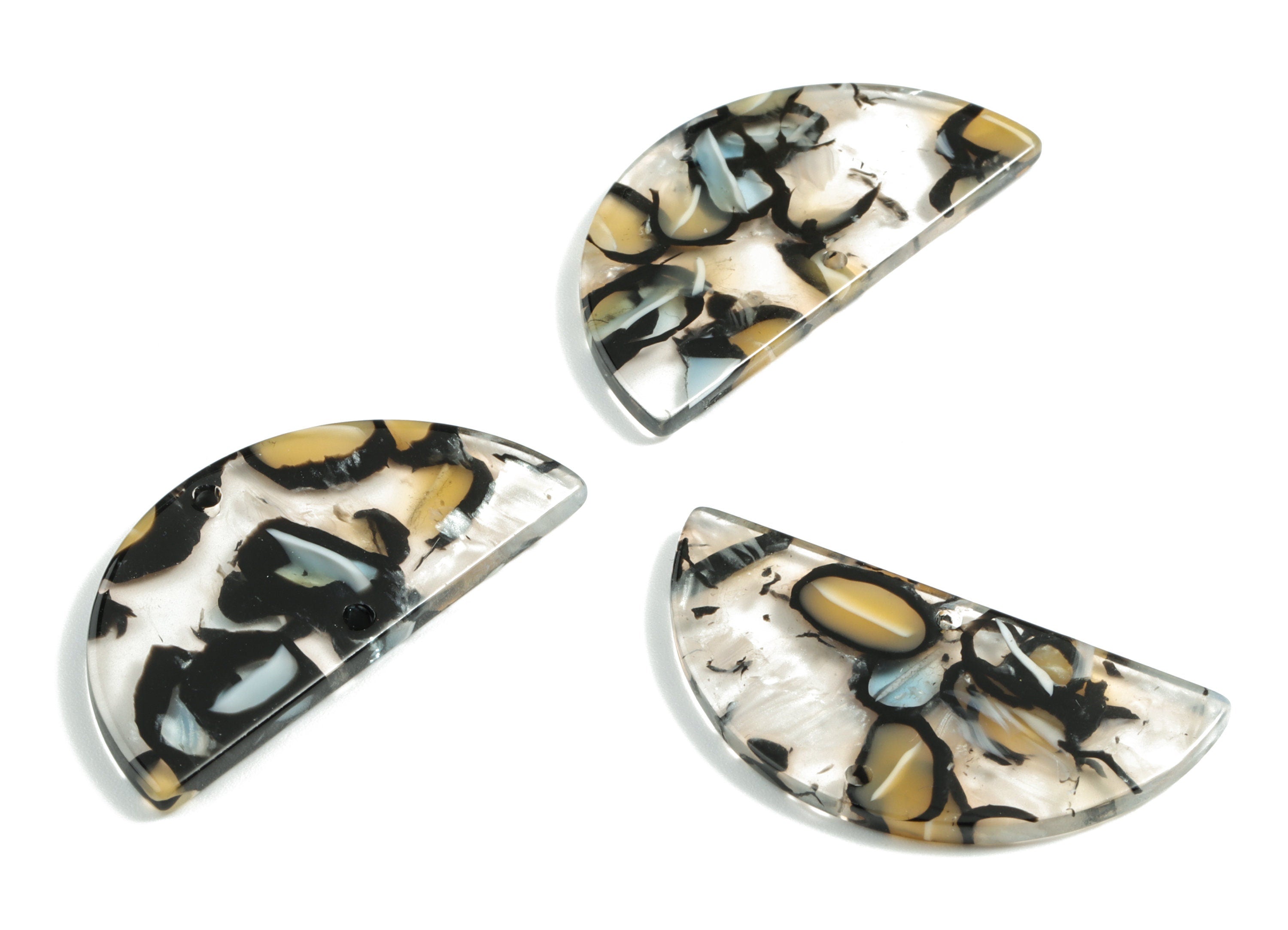 Acetate Semicircle Connectors - Half Moon Earrings Charms - Jewelry Supplies - 2 Holes - Color Code:A328 - 37.63x18.78x2.41mm - AC1794-A328 - DOMEDBAZAAR