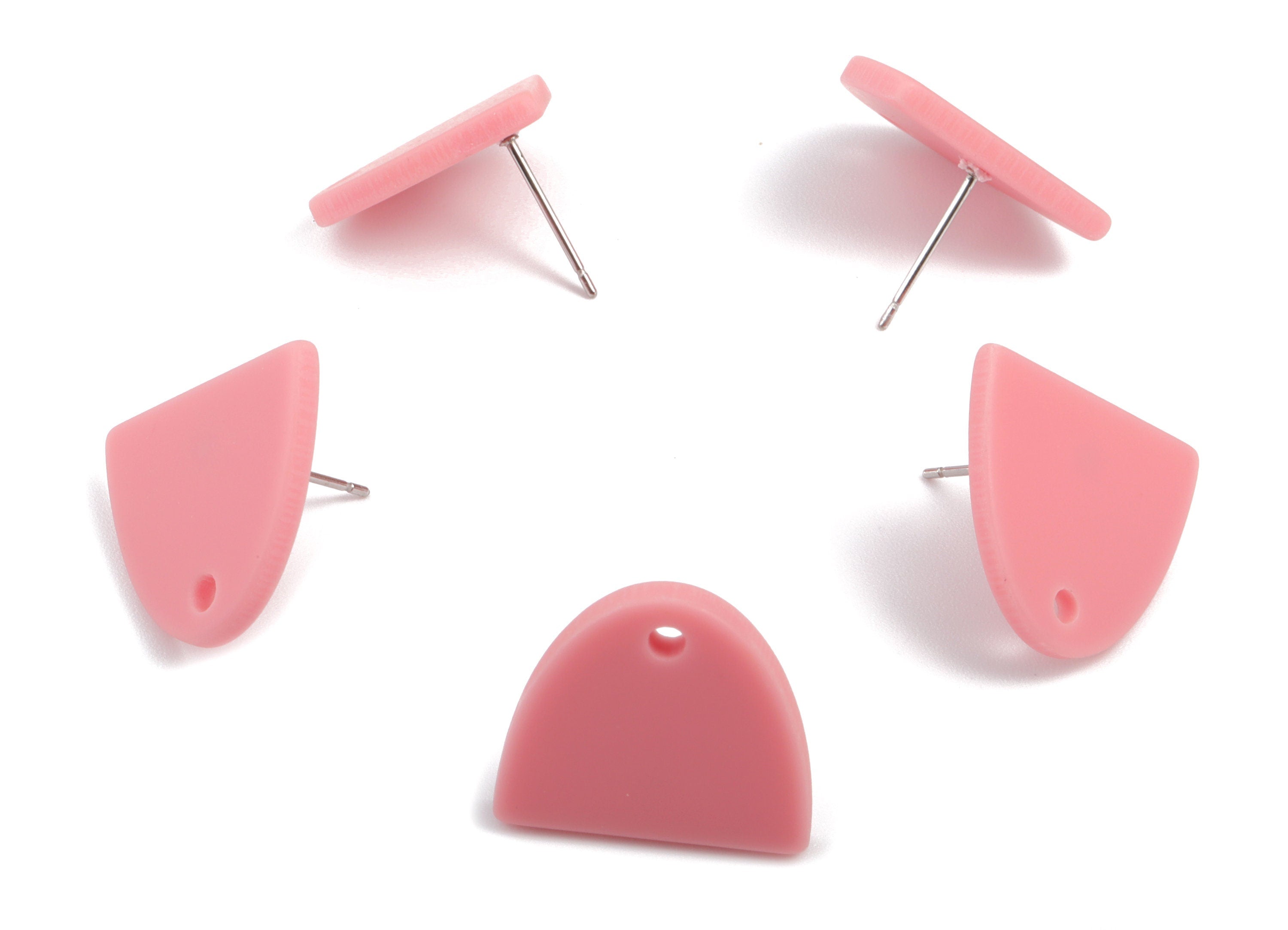 Acrylic Semi Ellipse Earring Stud - Half Ellipse Earring Post With Hole - Earring Post - Jewelry Supplies - 16.75x14.14x2.15mm - AC1958A - DOMEDBAZAAR