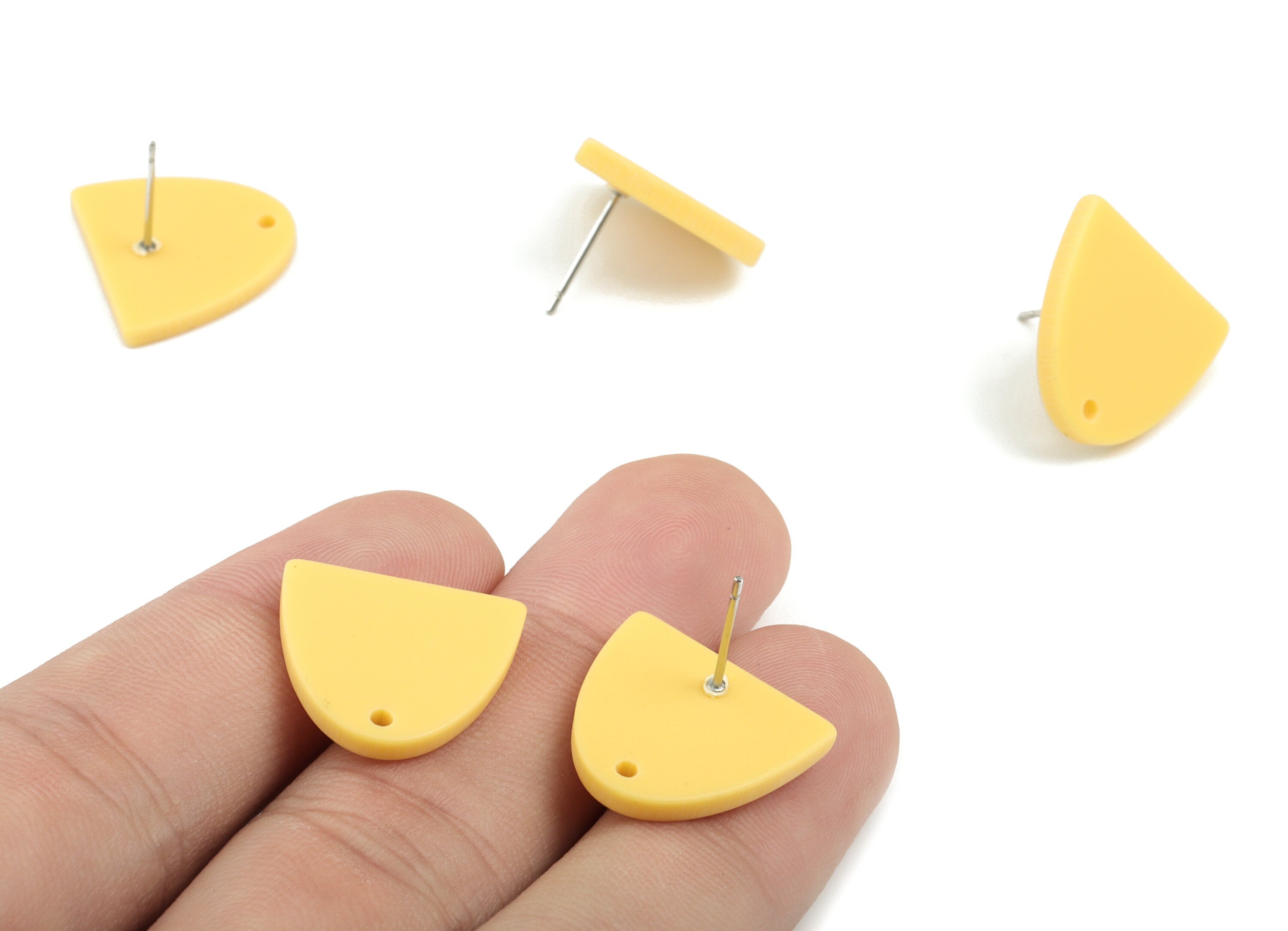 Acrylic Semi Ellipse Earring Stud - Half Ellipse Earring Post With Hole - Earring Post - Jewelry Supplies - 16.72x13.65x2.03mm - AC1958B - DOMEDBAZAAR