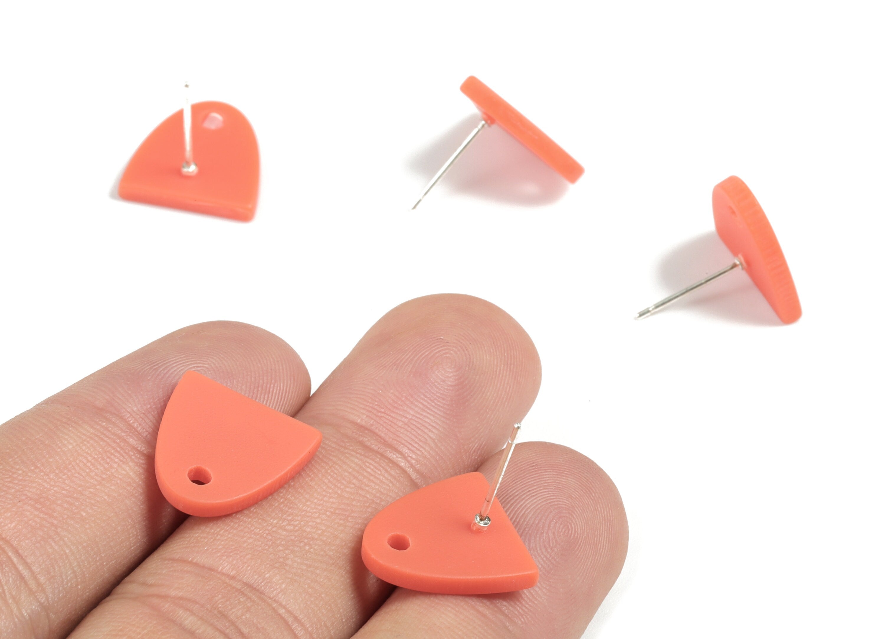 Acrylic Semi Circle Earring Post - Acrylic Half Moon Earring Stud - Earring Post - Jewelry Supplies - 13.81x13.76x2.26mm - AC1936A - DOMEDBAZAAR