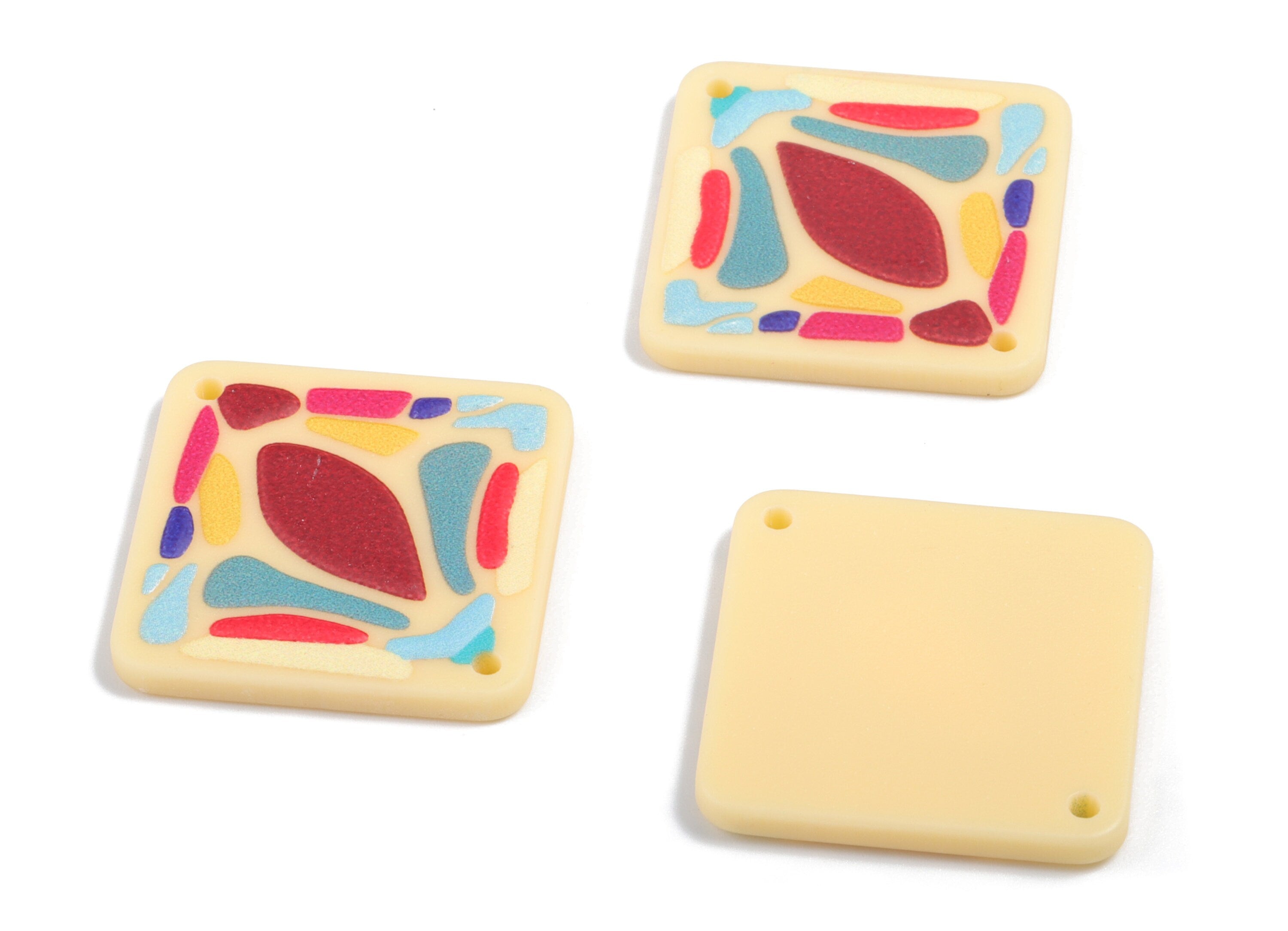 Acrylic Square Charms - Printing Geometric Earring and Pandant - Earring Findings - Jewelry Supplies - 25.87x25.87x2.93mm - AC1939A - DOMEDBAZAAR
