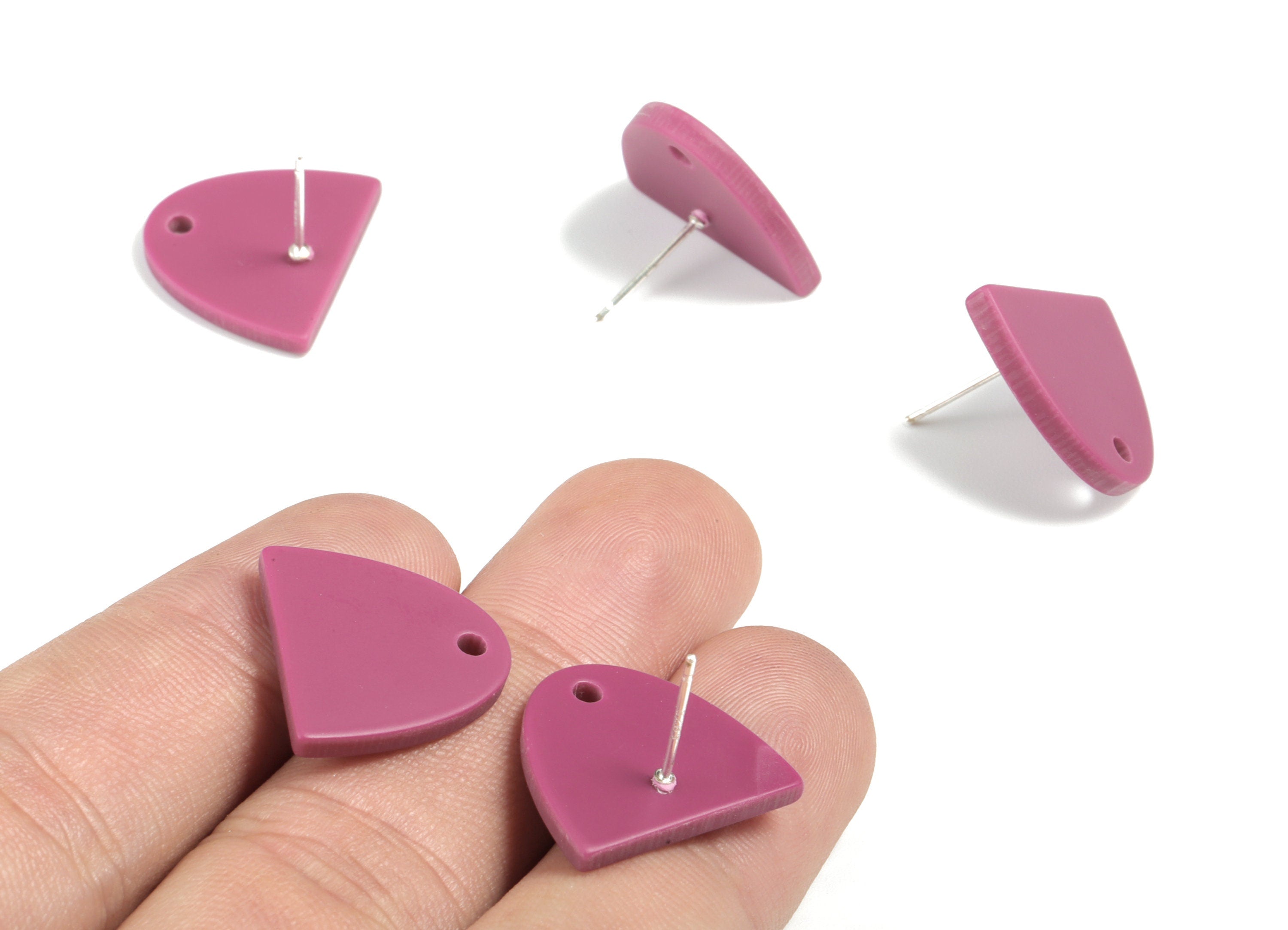 Acrylic Semi Circle Earring Post - Acrylic Half Moon Earring Stud - Earring Post - Jewelry Supplies - 18.74x16.62x2.34mm - AC1950A - DOMEDBAZAAR