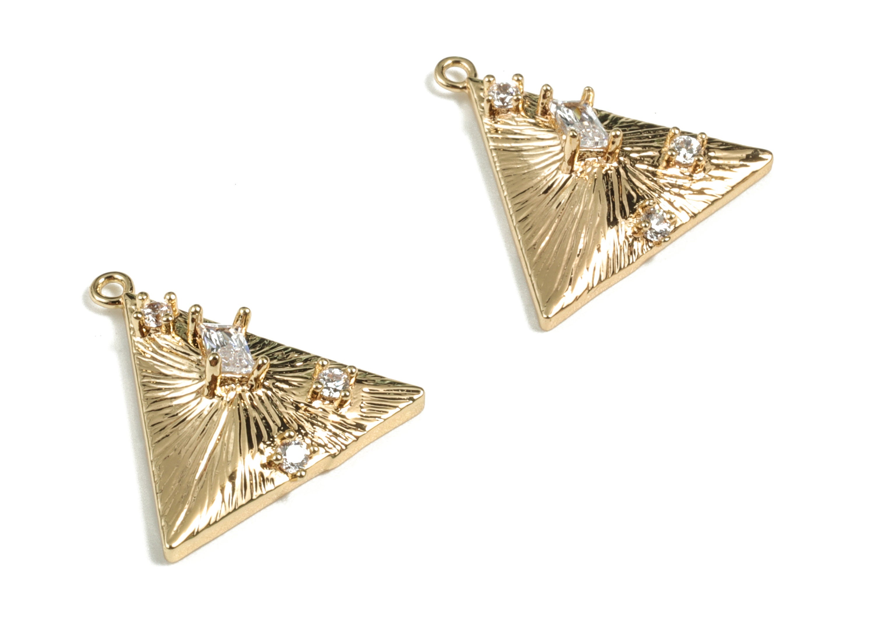 Brass Triangle Earring Charms - Gold Triangle Pendant - 18K Real Gold Plated Brass - Jewelry Supplies - 16.65x15.6x4.76mm - RGP2688 - DOMEDBAZAAR