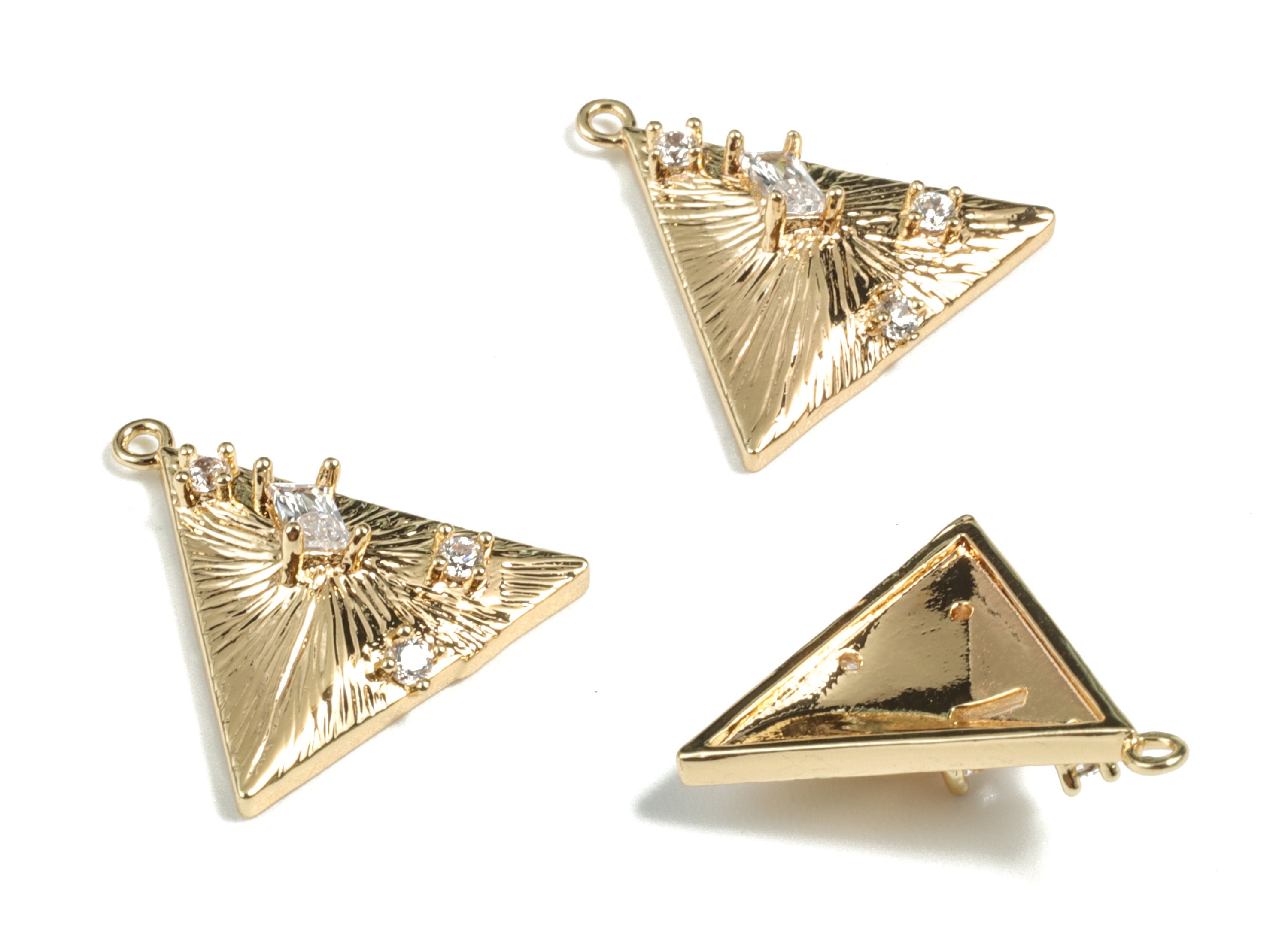 Brass Triangle Earring Charms - Gold Triangle Pendant - 18K Real Gold Plated Brass - Jewelry Supplies - 16.65x15.6x4.76mm - RGP2688 - DOMEDBAZAAR