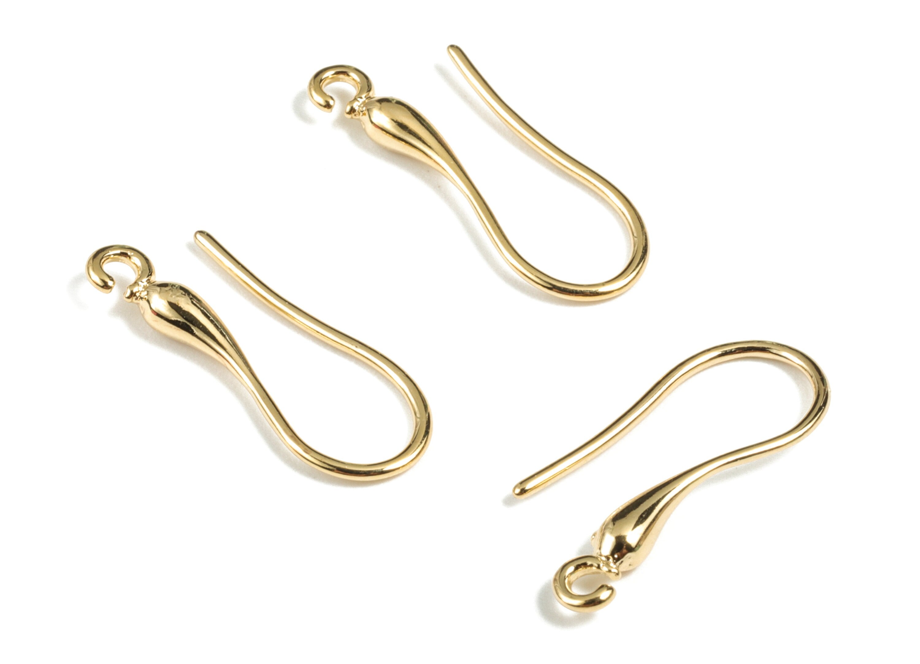 Brass Earring Wires - Gold Earring Hooks - 18K Real Gold Plated Brass - Earring Findings - Jewelry Supplies - 20.61x7.74x2.41mm - RGP2675 - DOMEDBAZAAR