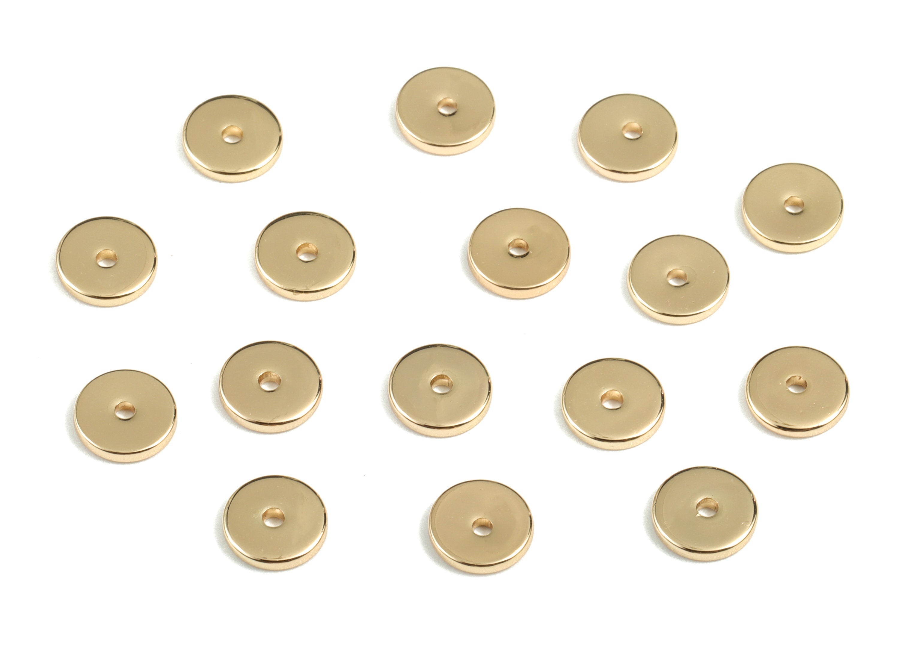Gold Brass Flat Disc 6mm Beads Spacers - Heishi Rondelle Spacers Beads - 18K Real Gold Plated Brass Disk - 6.14x6.14x1.05mm - RGP2699 - DOMEDBAZAAR
