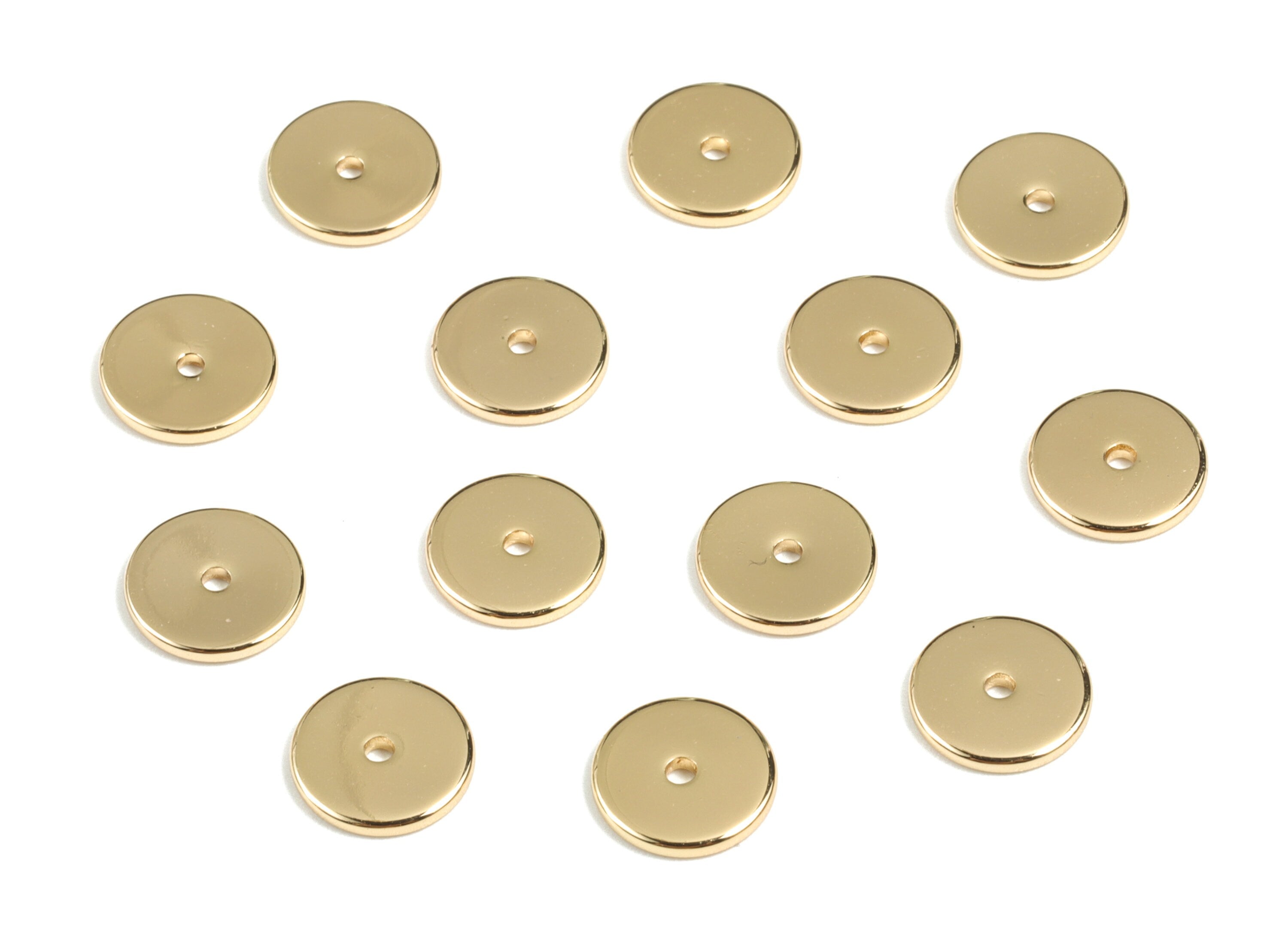 Gold Brass Flat Disc 8mm Beads Spacers - Heishi Rondelle Spacers Beads - 18K Real Gold Plated Brass Disk - 8.14x8.14x1.06mm - RGP2700 - DOMEDBAZAAR