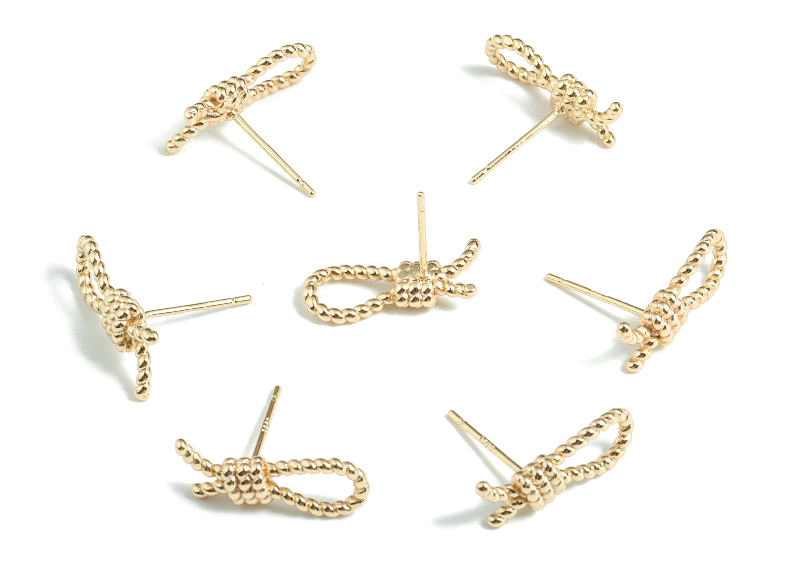 Brass Knot Earring Stud - Gold Knot Earring Stud - 18K Real Gold Plated Brass - Jewelry Supplies - 17.26x15.44x3.59mm - RGP2720 - DOMEDBAZAAR