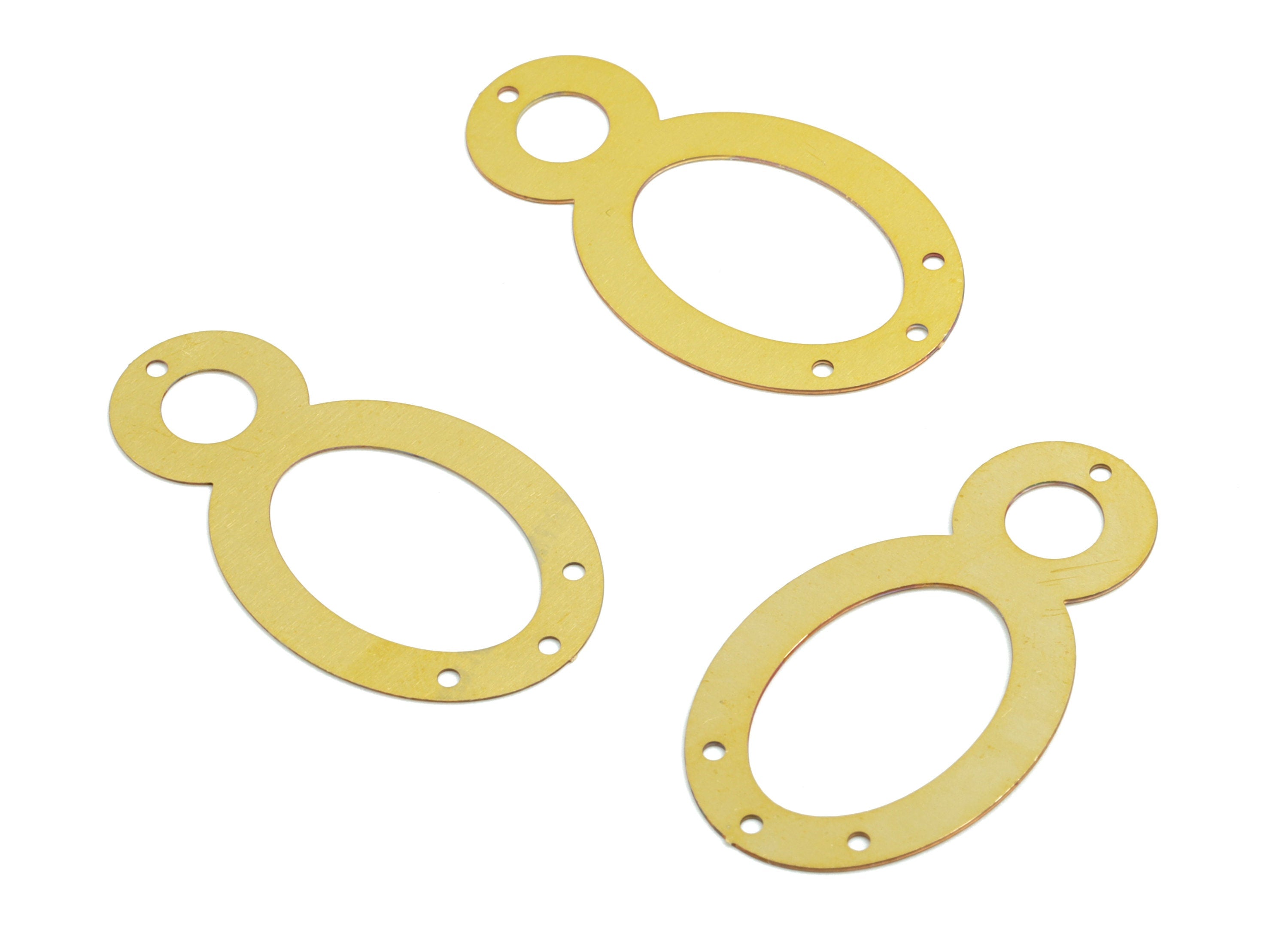 Brass Round Circle Earring Charm - Raw Brass 8 Earring Connector - 4 Hole - Earring Findings - Jewelry Supplies - 33.75x18.7x0.3mm - JJB6254 - DOMEDBAZAAR