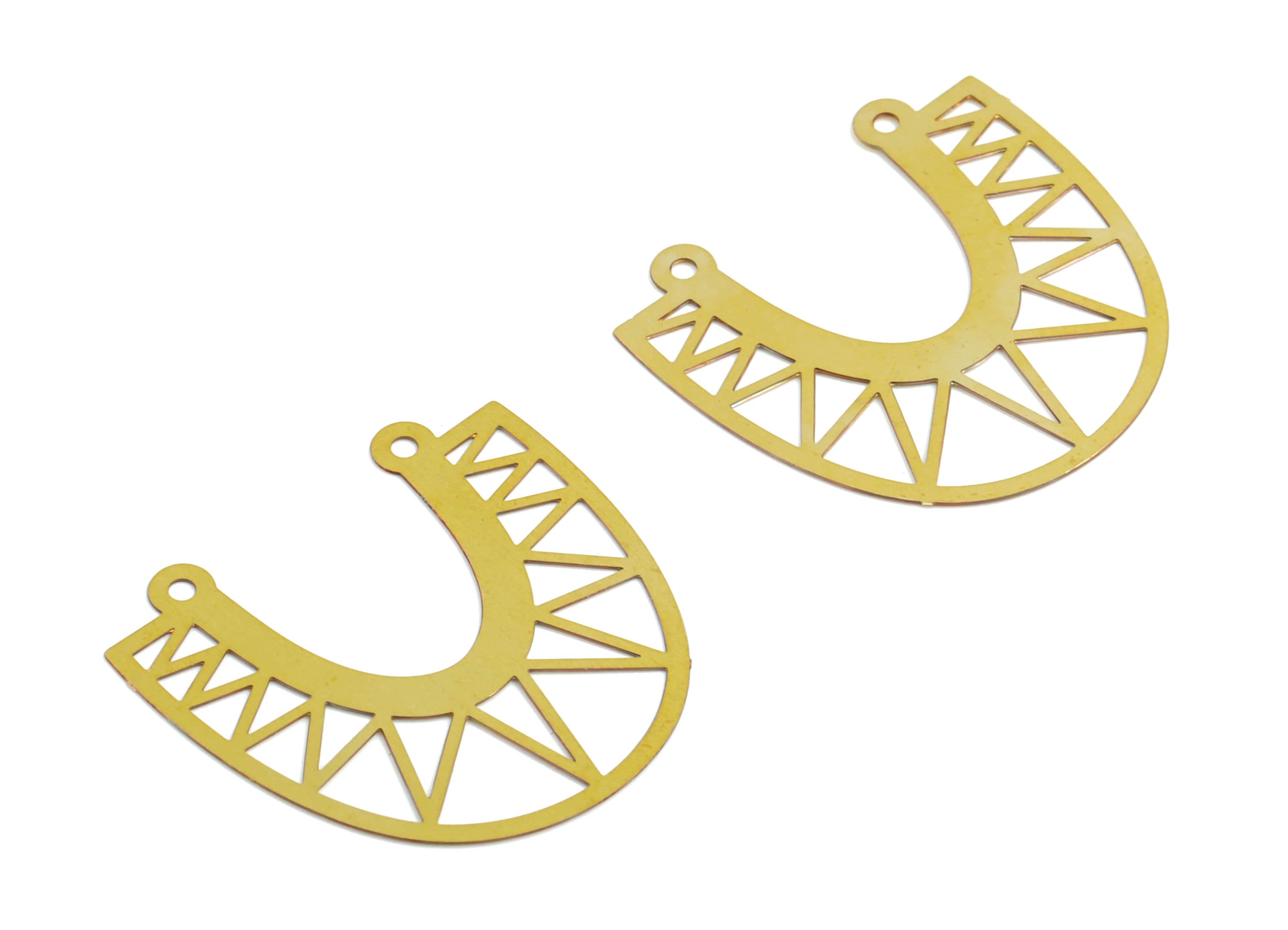 Brass HorseHoe Earring Charm - Raw Brass D Earring Connector - 2 Hole - Earring Findings - Jewelry Supplies - 28.94x28.35x0.3mm - JJB6255 - DOMEDBAZAAR