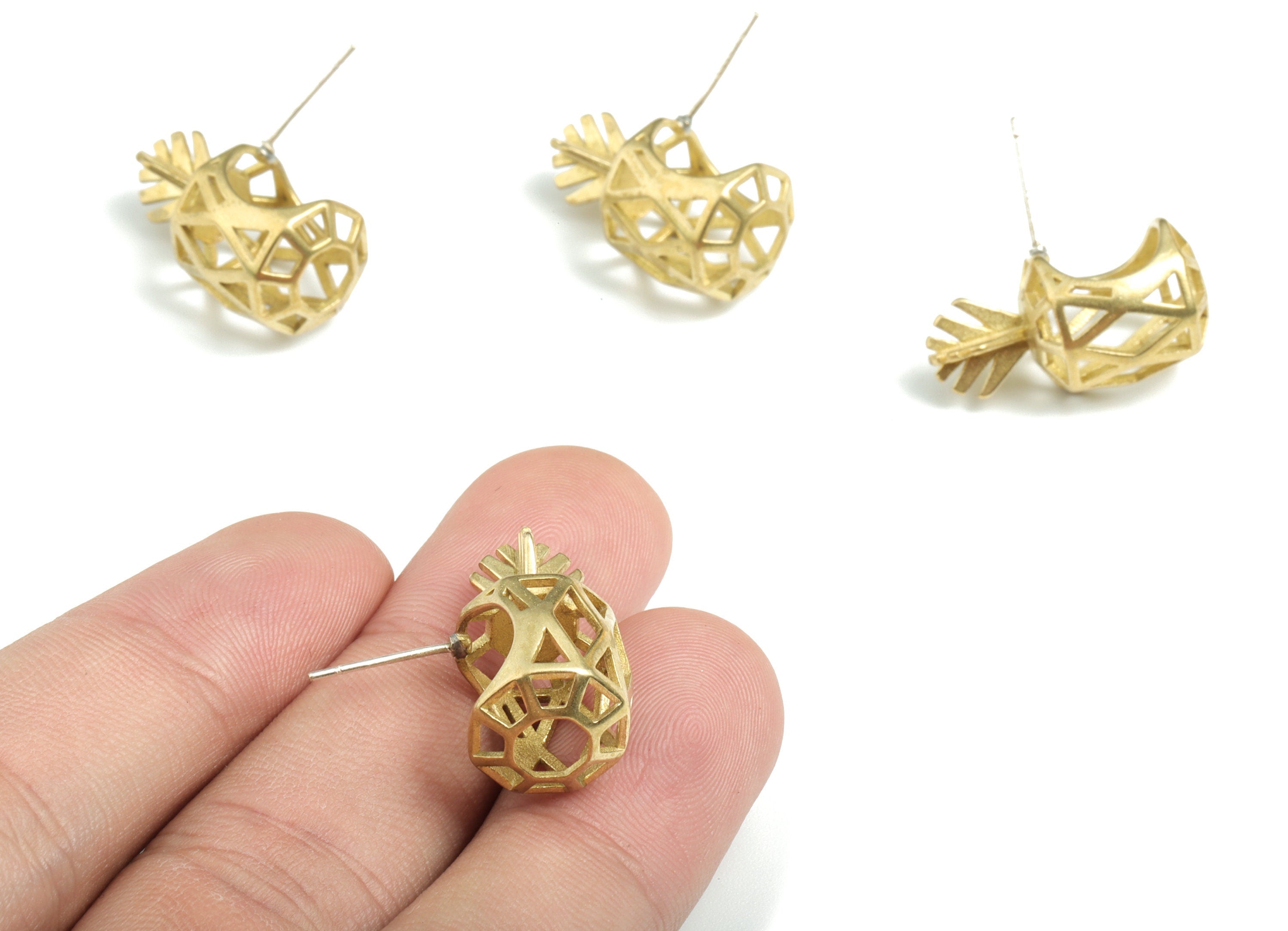 Brass Pineapple Earring Stud - Raw Brass Pineapple Earring Post - Earring Post - Jewelry Supplies - 22.88x22.65x12.29mm - PPME235 - DOMEDBAZAAR