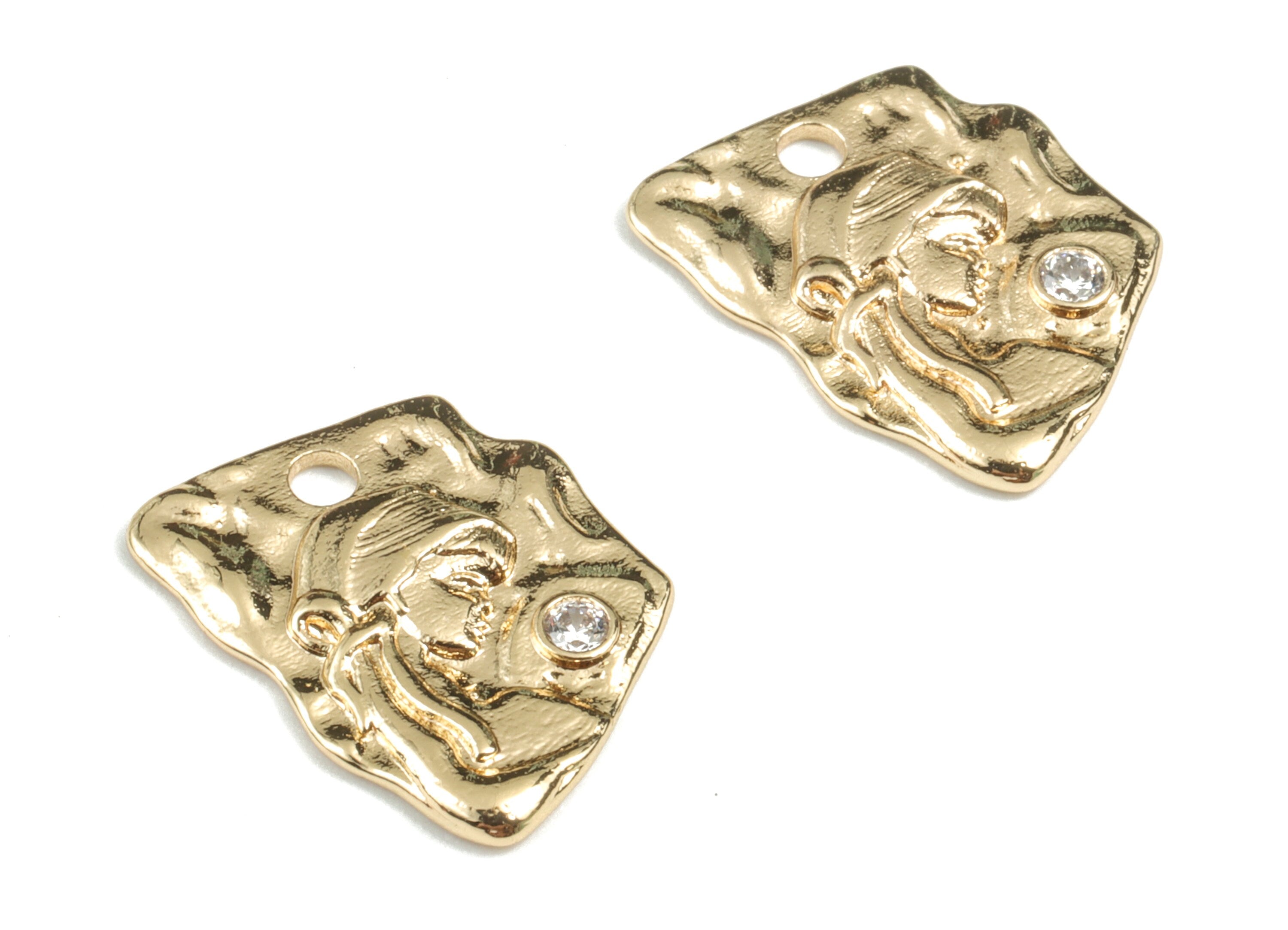 Brass Geometry Earring Charms - Gold Geometry Pendant - 18K Real Gold Plated Brass - Jewelry Supplies - 16.19x12.03x1.61mm - RGP2690 - DOMEDBAZAAR